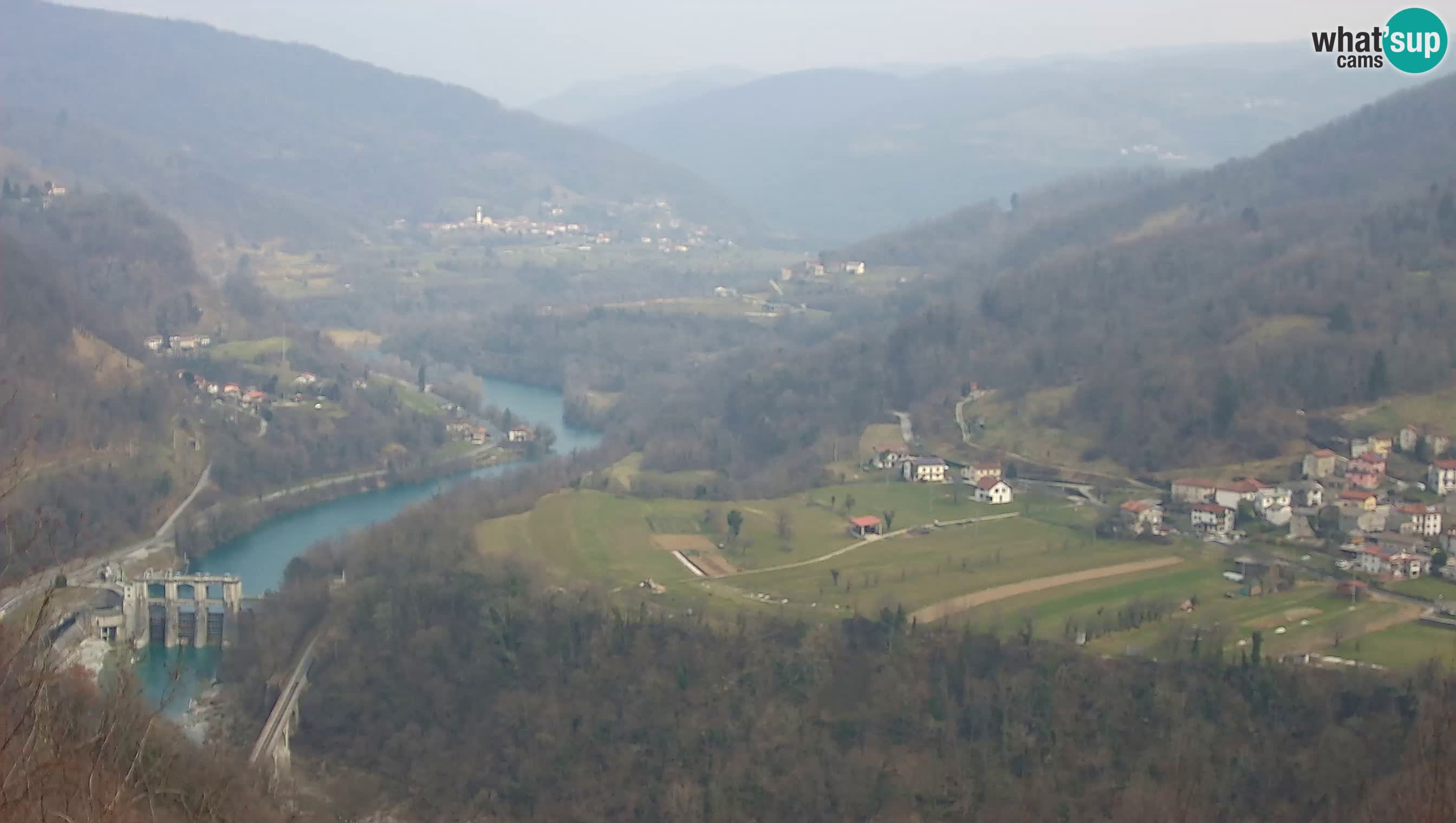 Live Webcam Kanal ob Soči – View to Soča river, Ajba, Bodrež and Ročinj