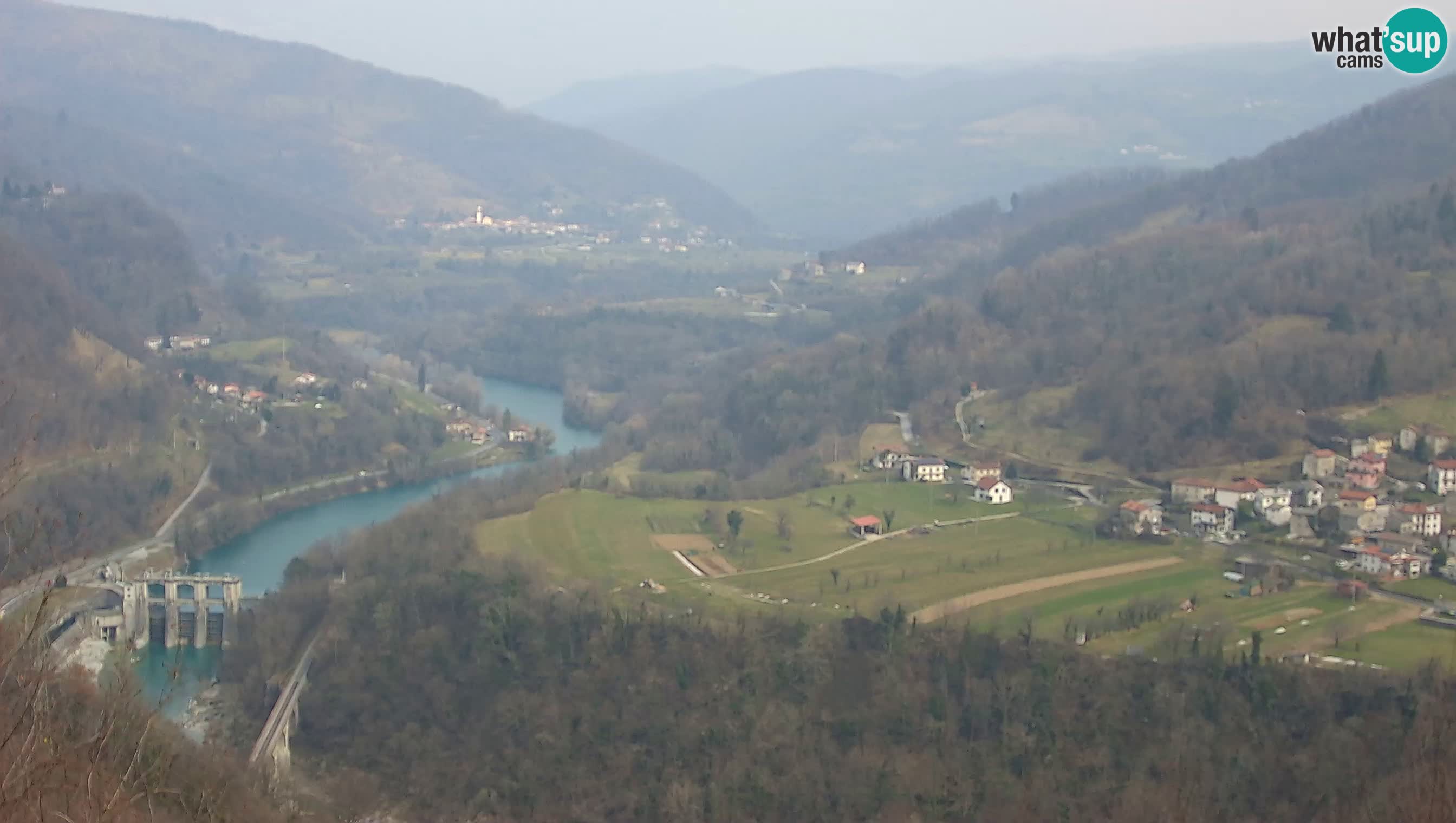 Live Webcam Kanal ob Soči – Blick auf den Fluss Soča, Ajba, Bodrež und Ročinj