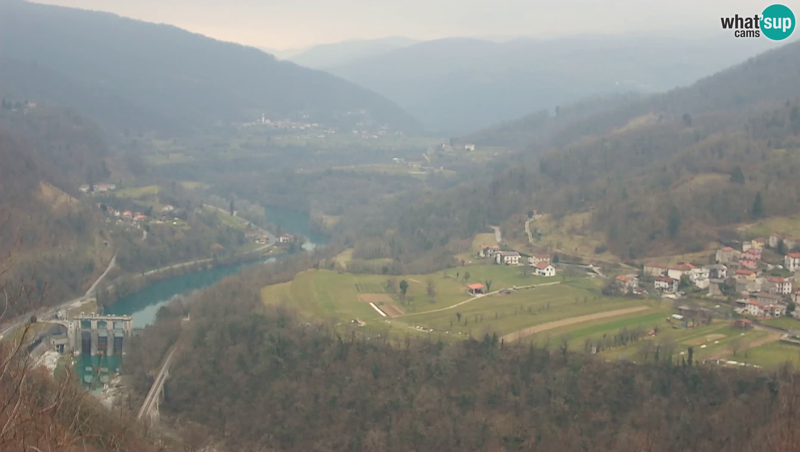 Live Webcam Kanal ob Soči – Vista sul fiume Isonzo, Ajba, Bodrež e Ročinj