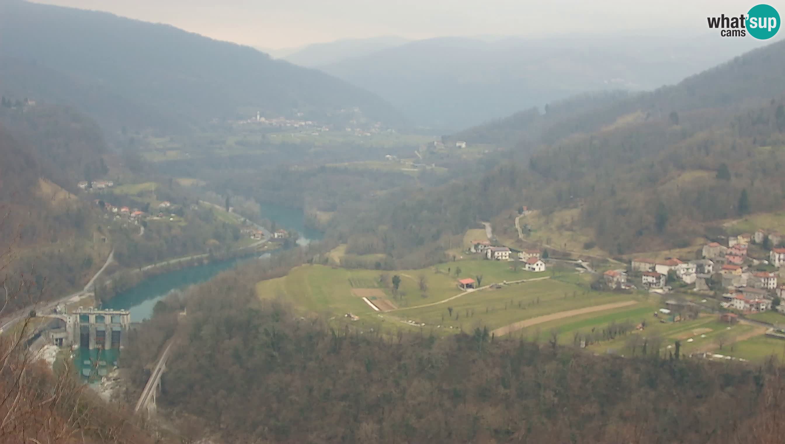 Live Webcam Kanal ob Soči – View to Soča river, Ajba, Bodrež and Ročinj