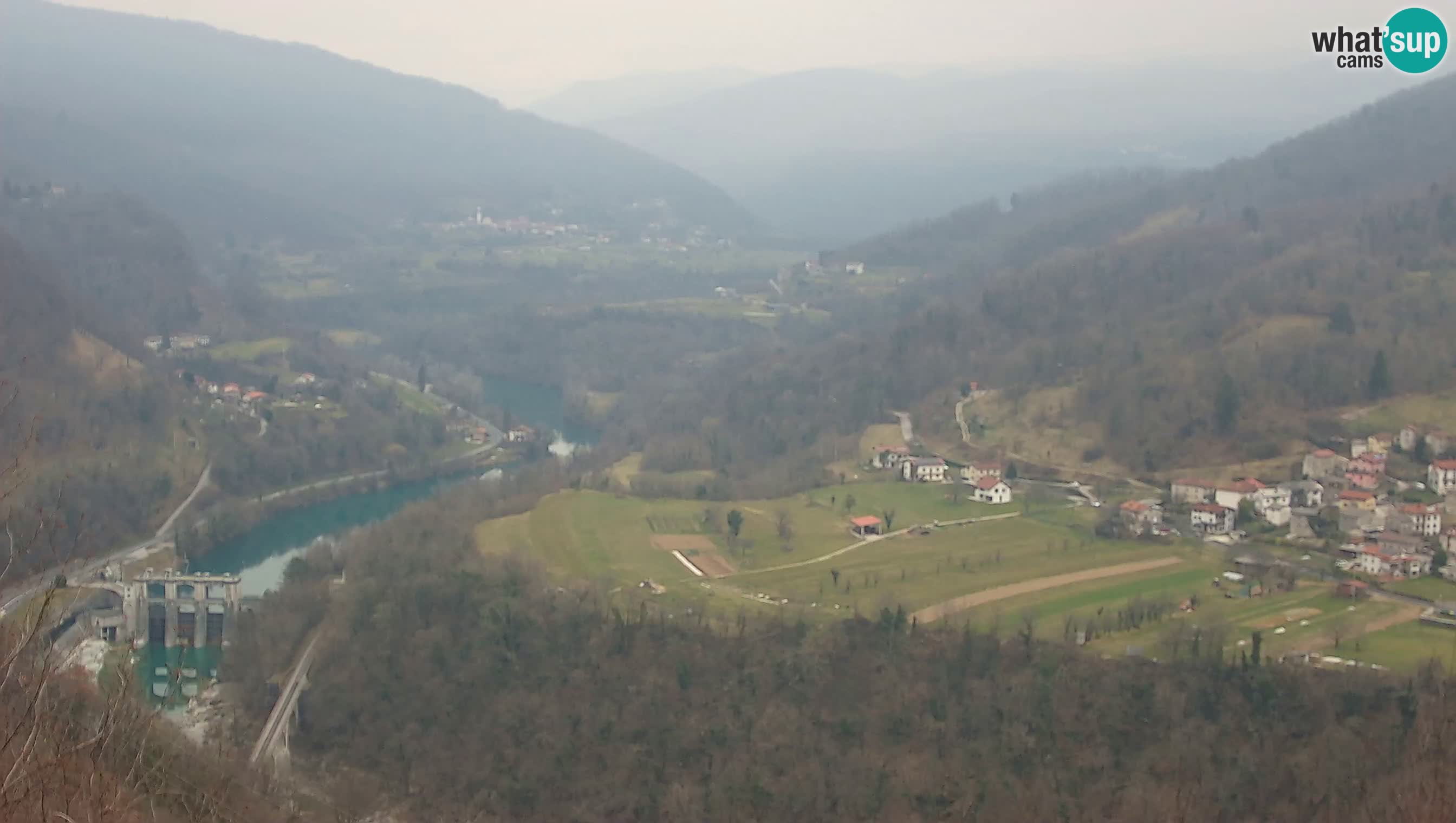 Live Webcam Kanal ob Soči – View to Soča river, Ajba, Bodrež and Ročinj