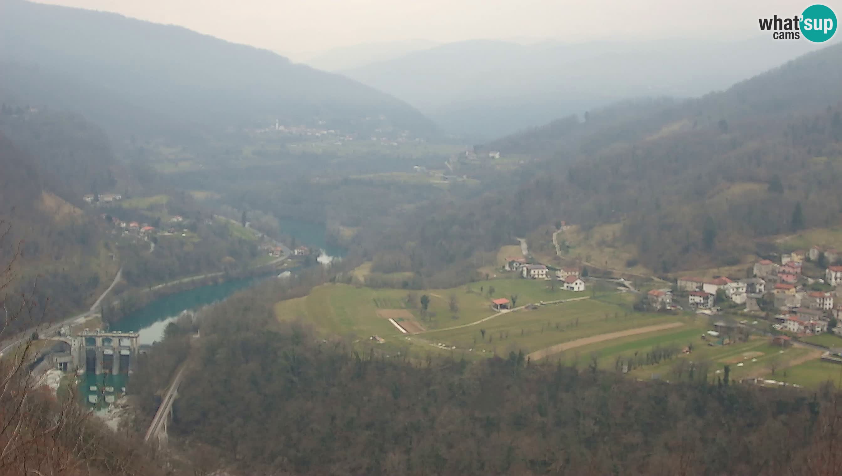 Live Webcam Kanal ob Soči – Vista sul fiume Isonzo, Ajba, Bodrež e Ročinj