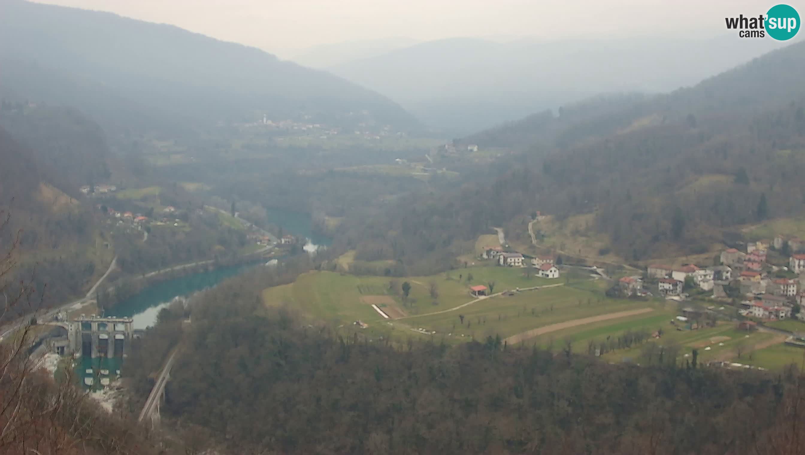 Live Webcam Kanal ob Soči – Vista sul fiume Isonzo, Ajba, Bodrež e Ročinj