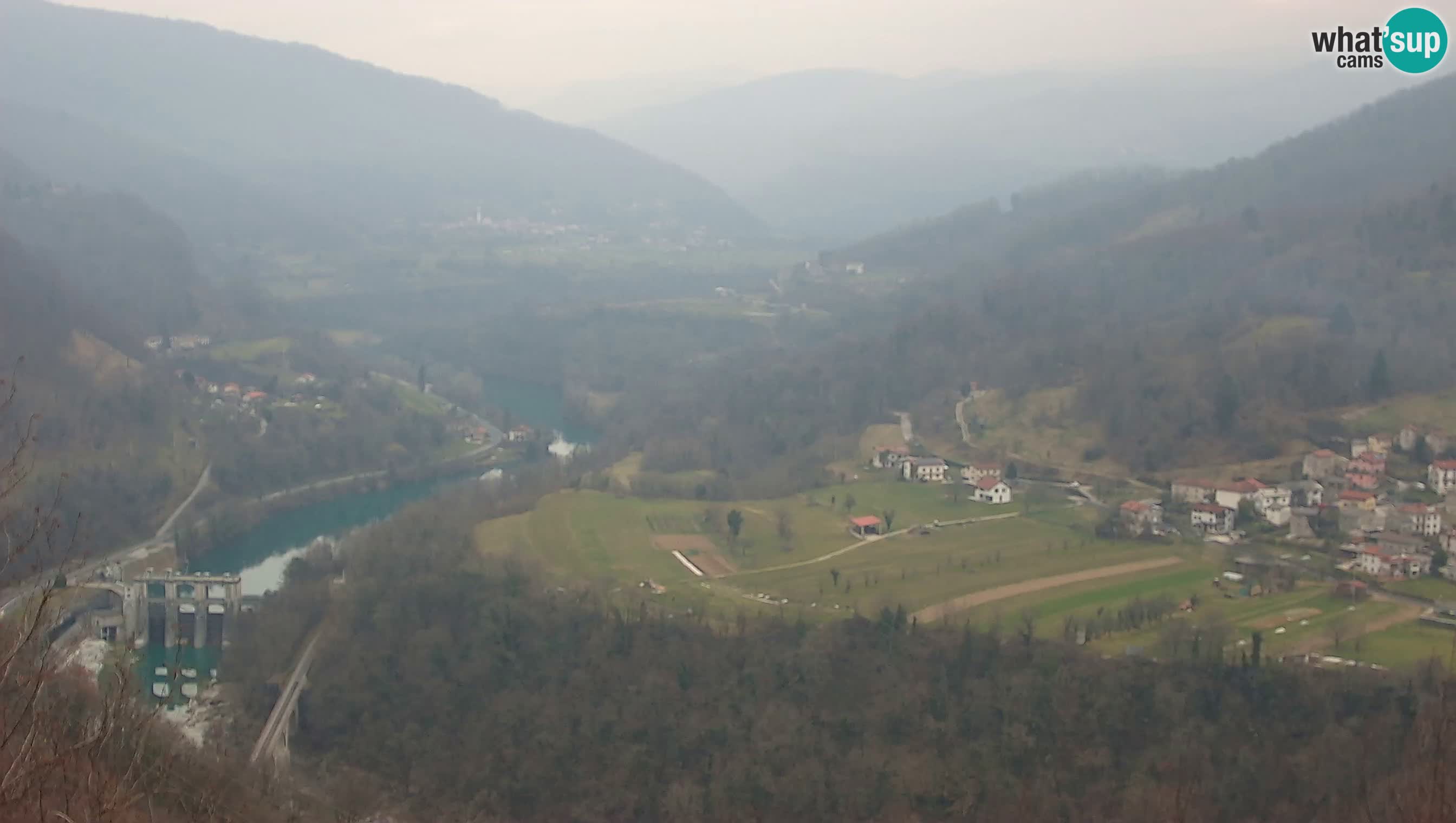 Live Webcam Kanal ob Soči – Vue sur la rivière Soča, Ajba, Bodrež et Ročinj