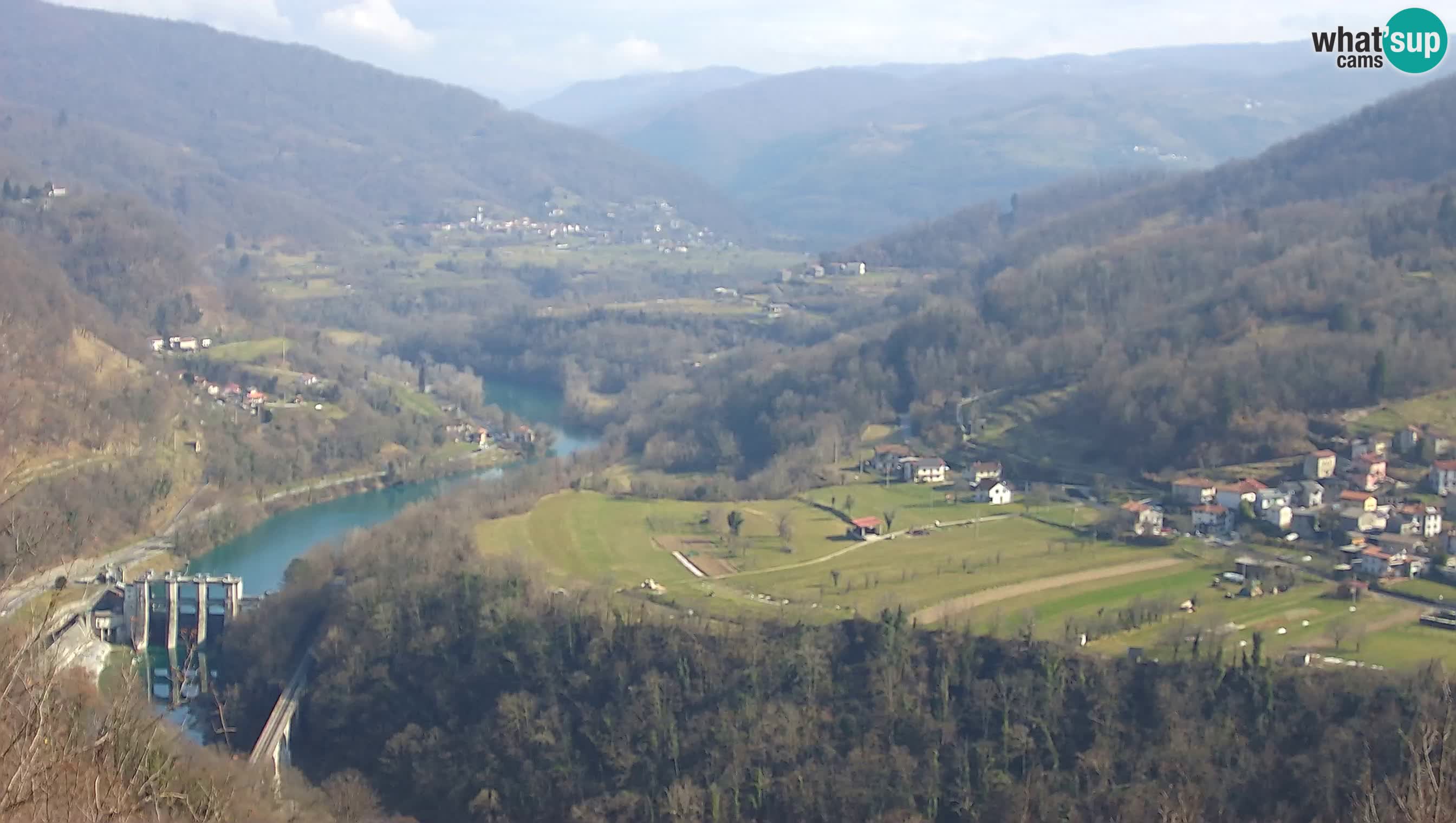 Live Webcam Kanal ob Soči – View to Soča river, Ajba, Bodrež and Ročinj