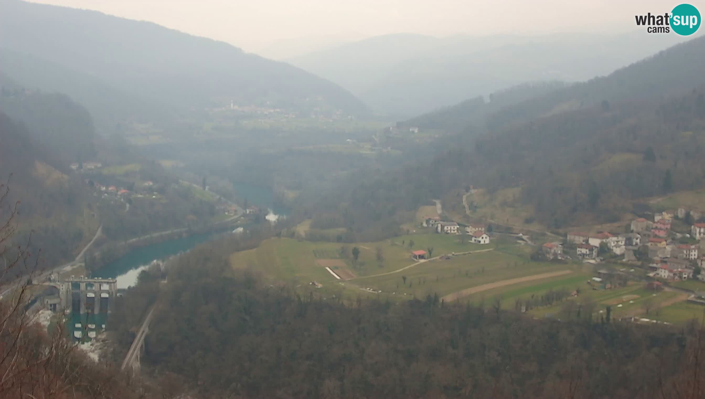 Live Webcam Kanal ob Soči – Vista sul fiume Isonzo, Ajba, Bodrež e Ročinj