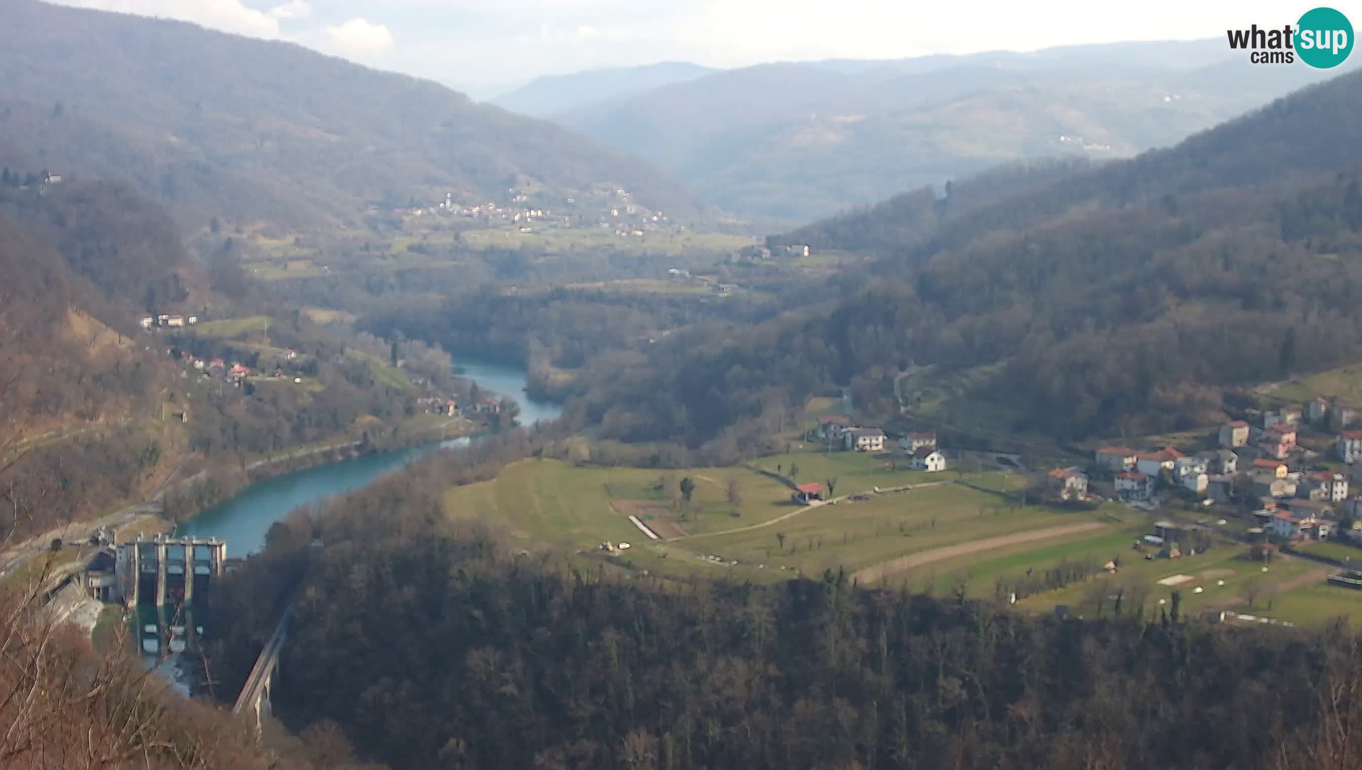 Live Webcam Kanal ob Soči – View to Soča river, Ajba, Bodrež and Ročinj