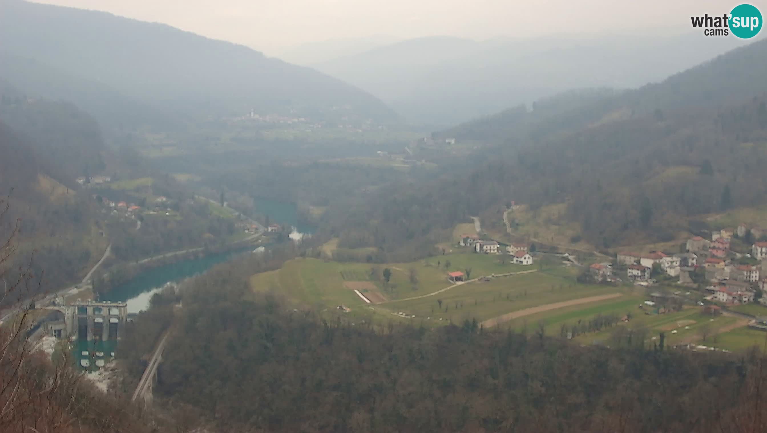 Live Webcam Kanal ob Soči – Blick auf den Fluss Soča, Ajba, Bodrež und Ročinj