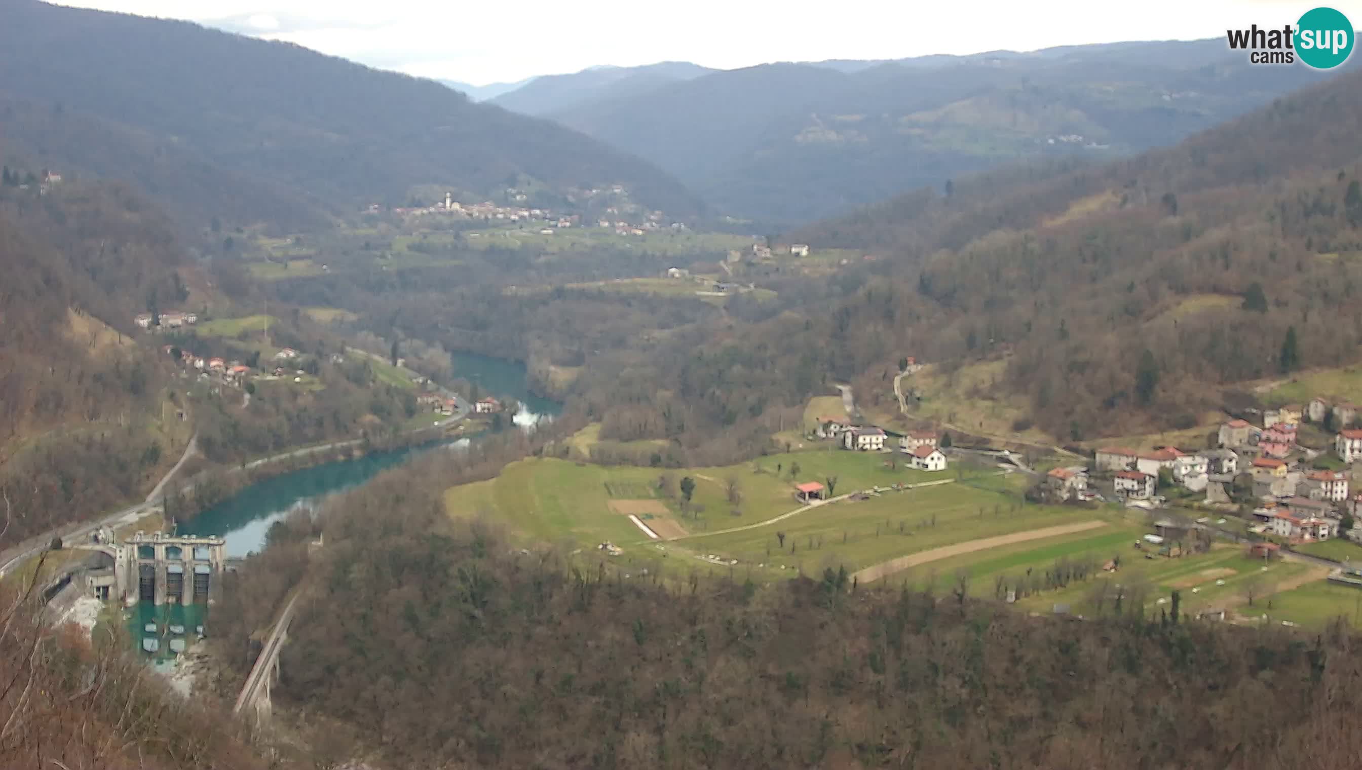 Live Webcam Kanal ob Soči – Vue sur la rivière Soča, Ajba, Bodrež et Ročinj