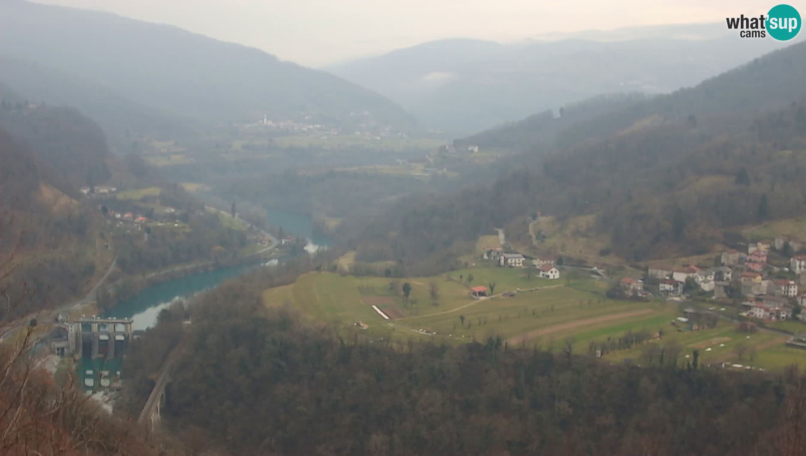 Live Webcam Kanal ob Soči – Blick auf den Fluss Soča, Ajba, Bodrež und Ročinj