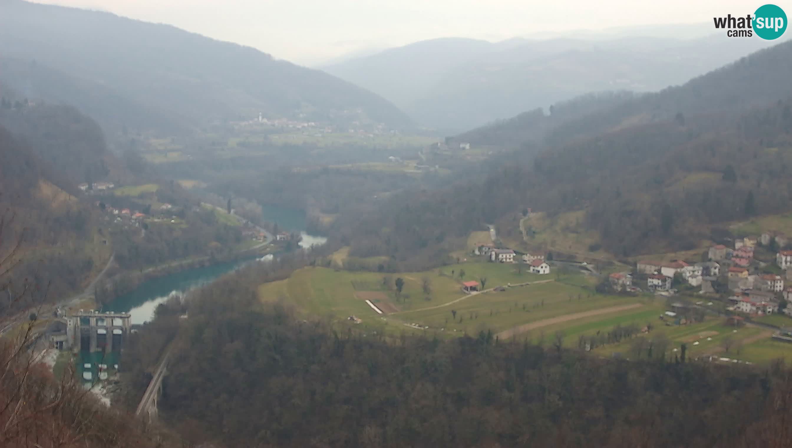 Live Webcam Kanal ob Soči – Blick auf den Fluss Soča, Ajba, Bodrež und Ročinj