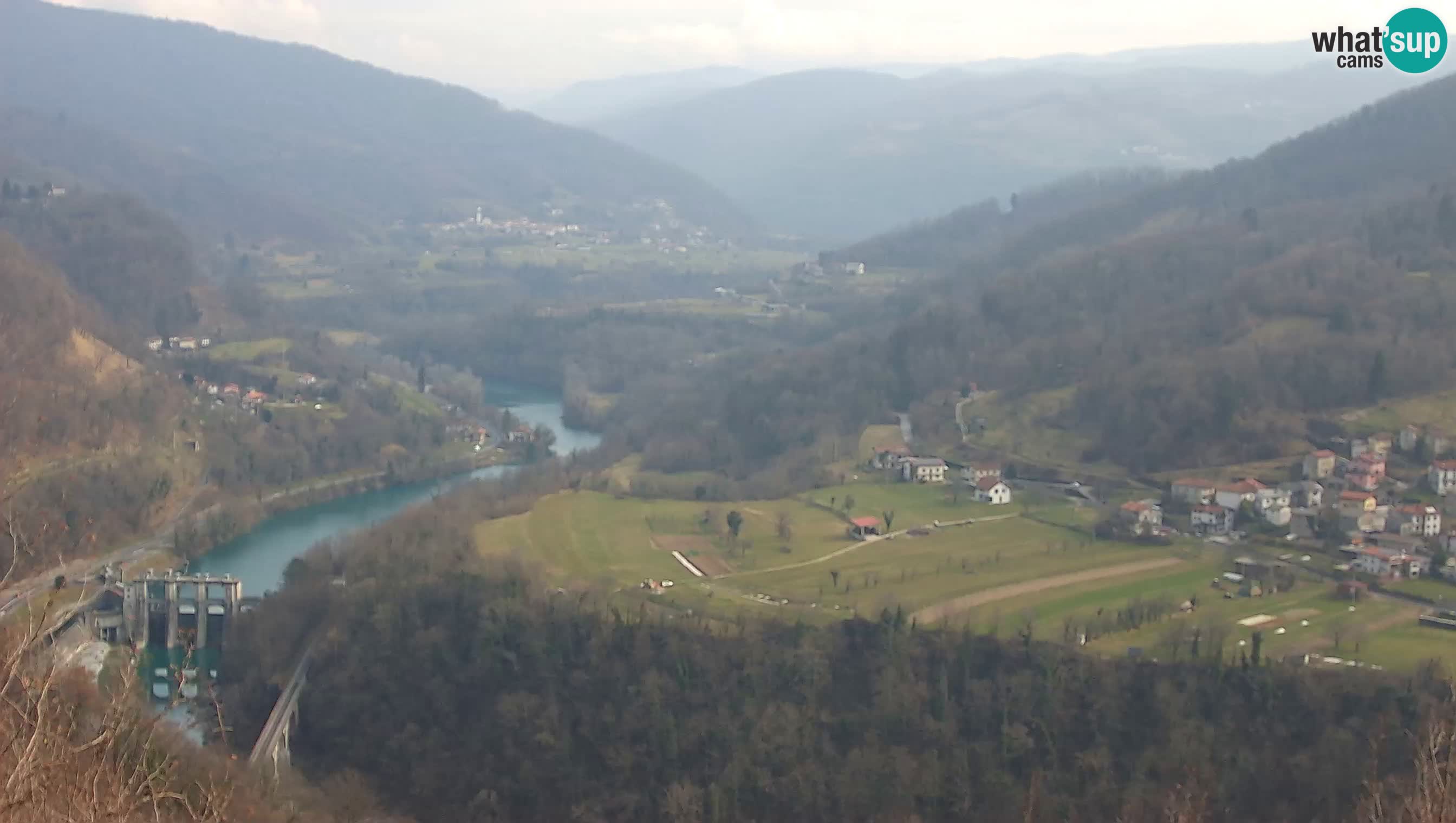 Live Webcam Kanal ob Soči – Vista sul fiume Isonzo, Ajba, Bodrež e Ročinj