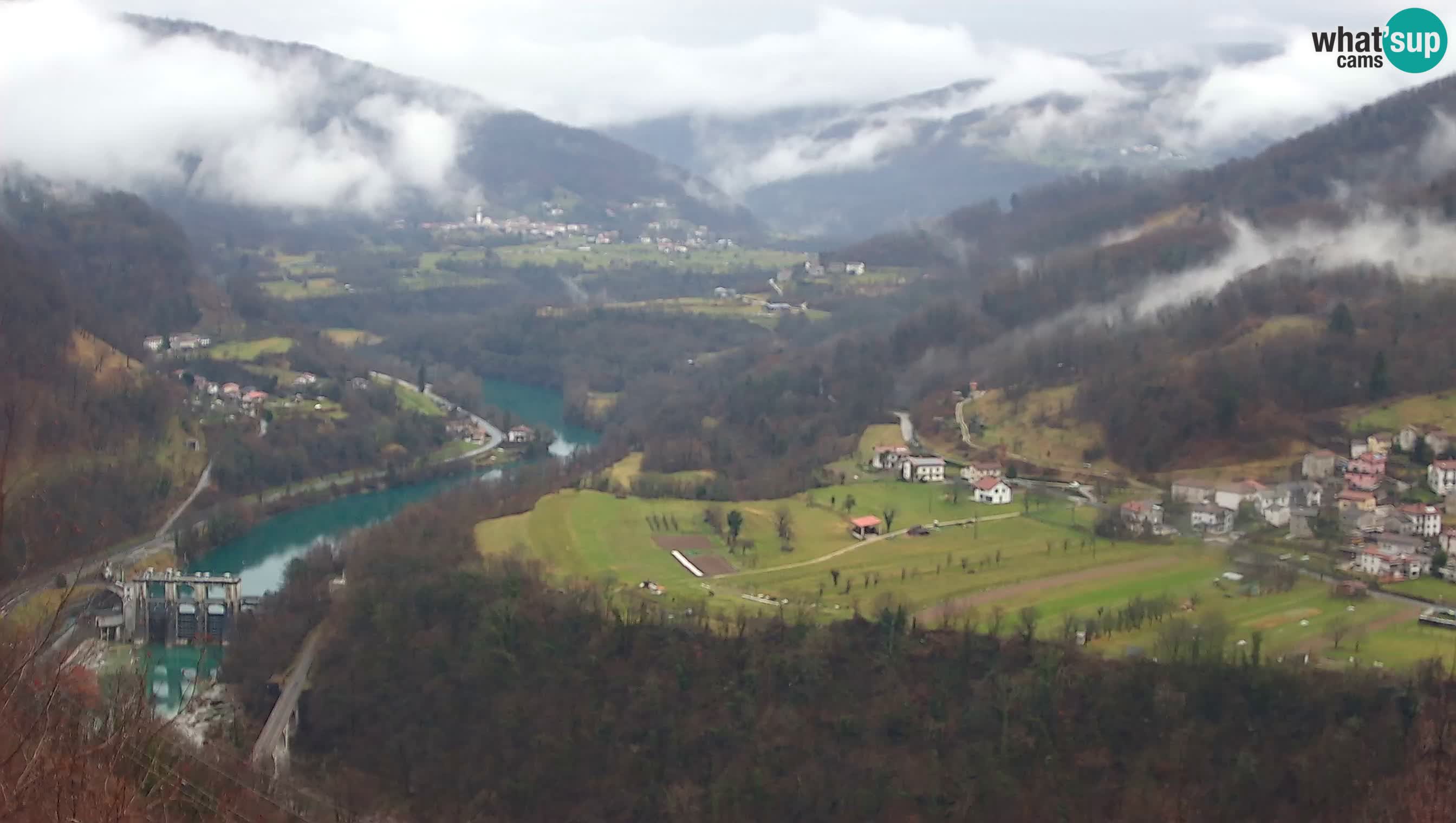 Live Webcam Kanal ob Soči – Vista sul fiume Isonzo, Ajba, Bodrež e Ročinj