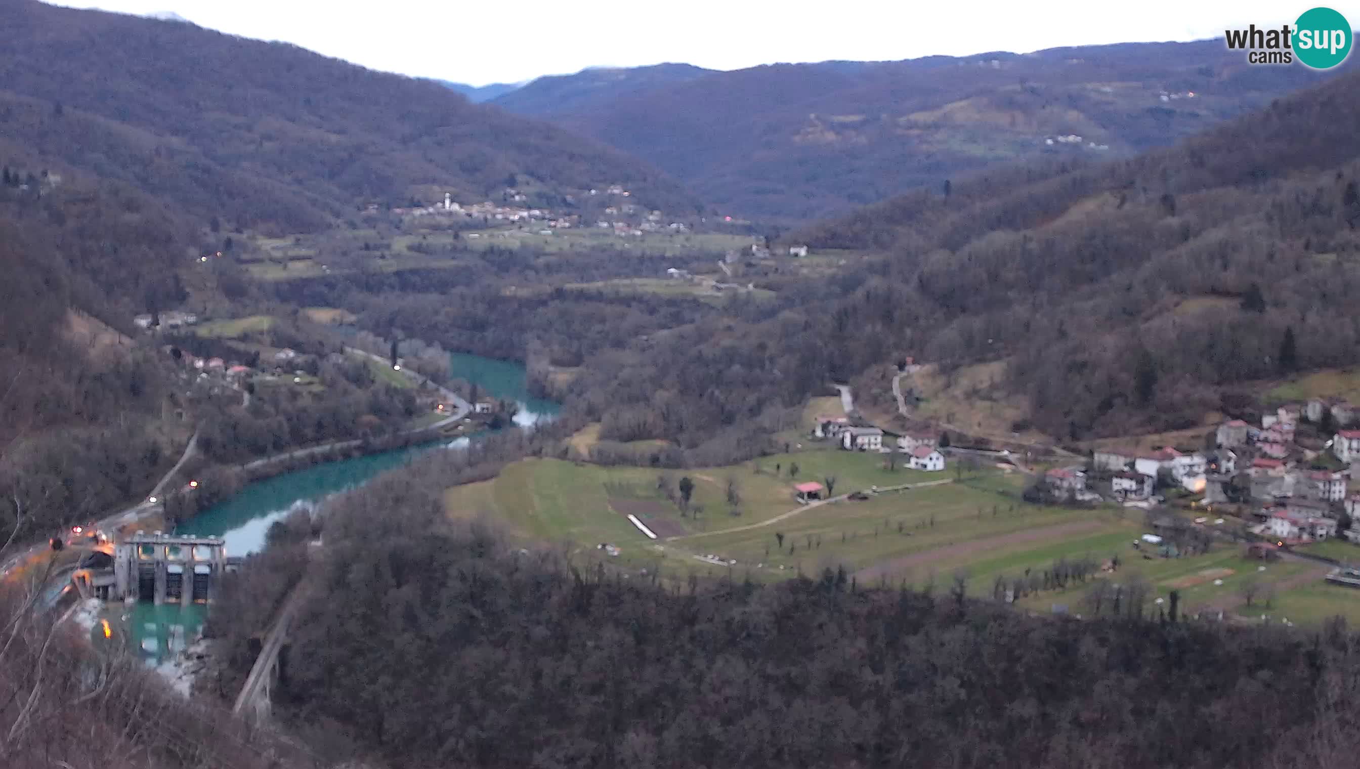 Live Webcam Kanal ob Soči – Vista sul fiume Isonzo, Ajba, Bodrež e Ročinj