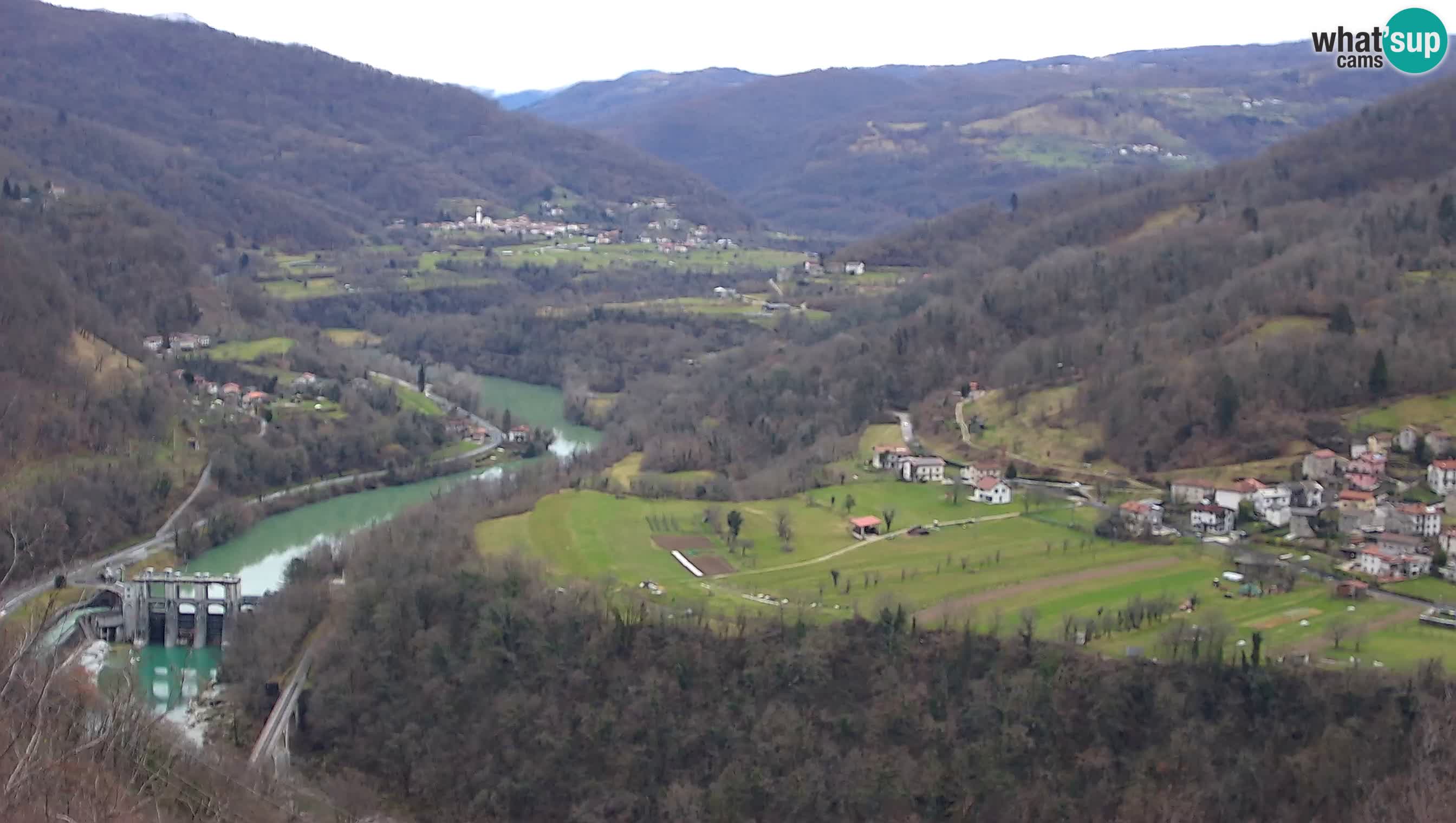 Live Webcam Kanal ob Soči – Vista sul fiume Isonzo, Ajba, Bodrež e Ročinj