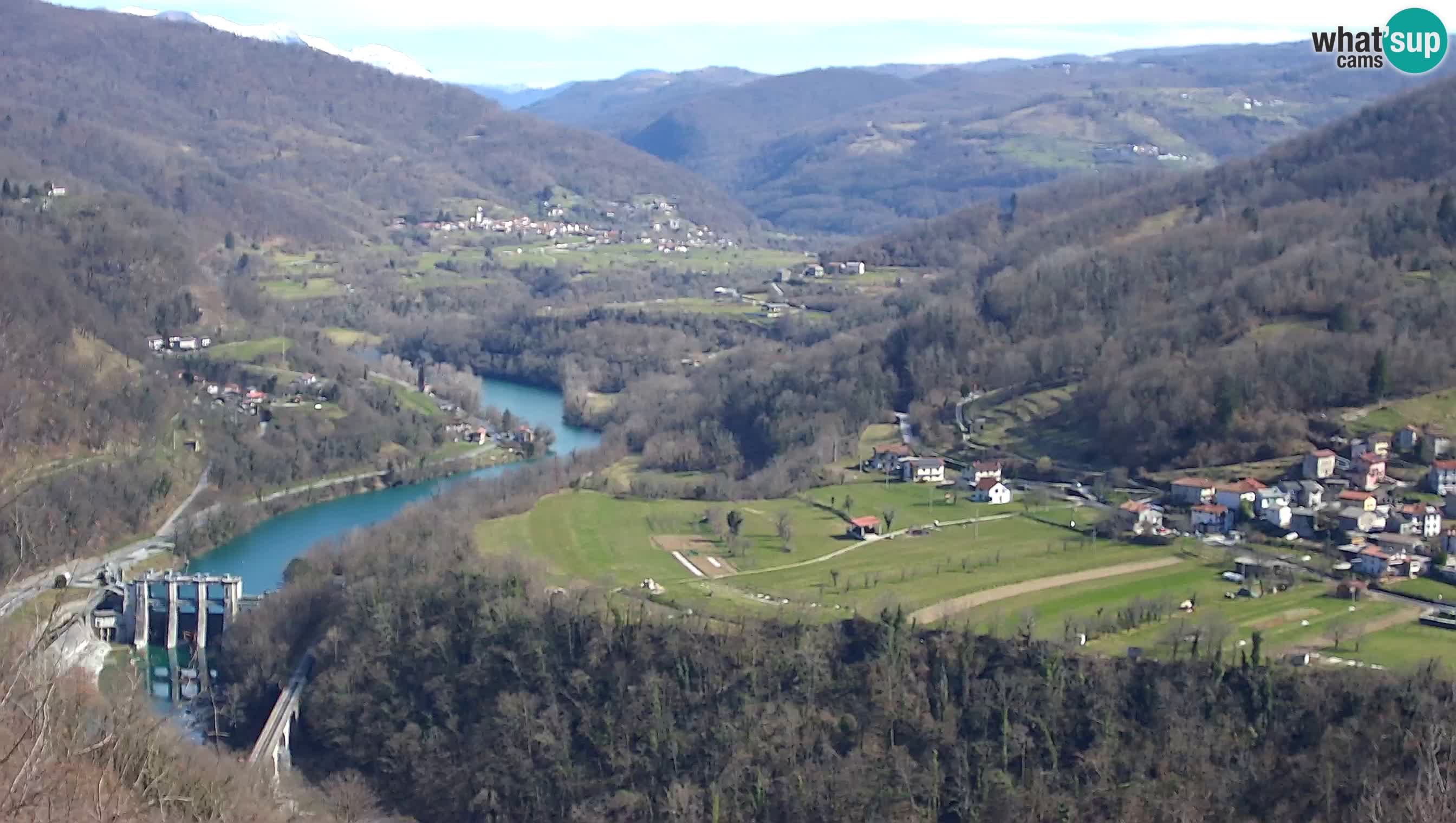 Live Webcam Kanal ob Soči – View to Soča river, Ajba, Bodrež and Ročinj