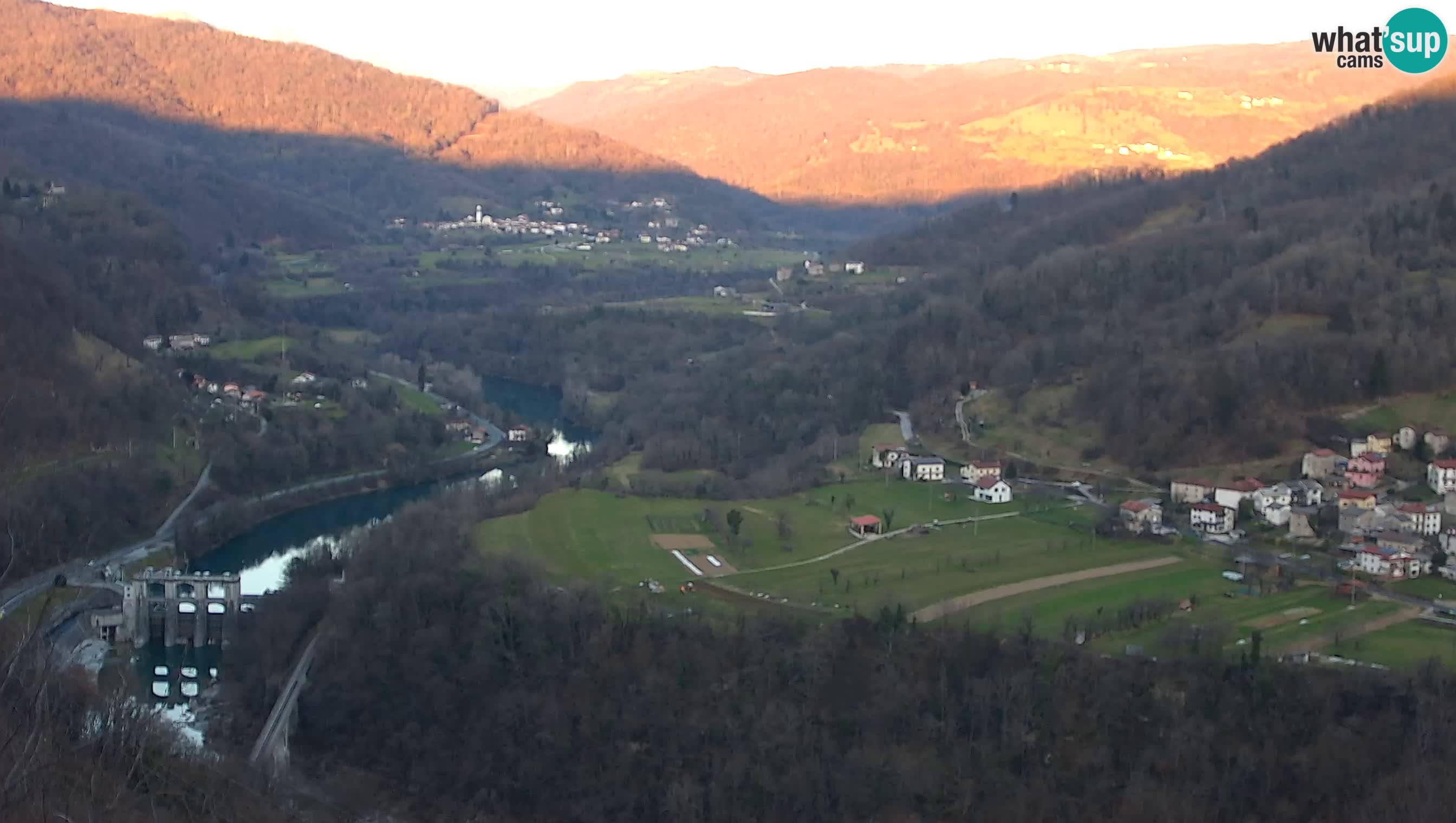 Live Webcam Kanal ob Soči – Blick auf den Fluss Soča, Ajba, Bodrež und Ročinj