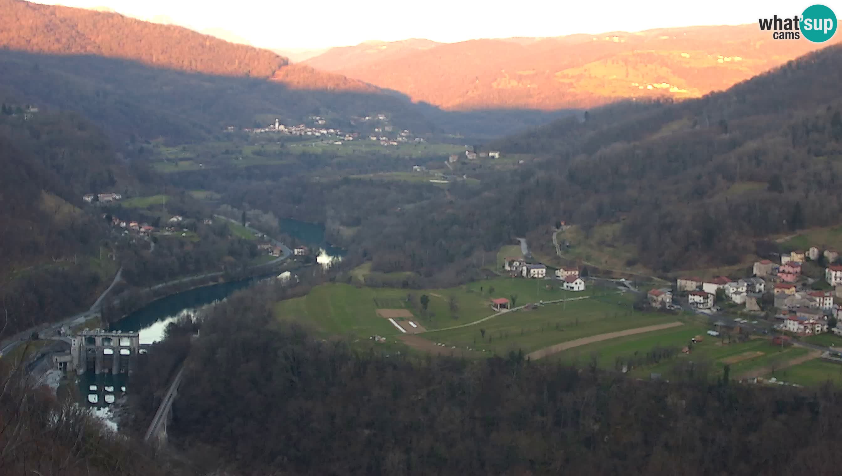 Live Webcam Kanal ob Soči – View to Soča river, Ajba, Bodrež and Ročinj