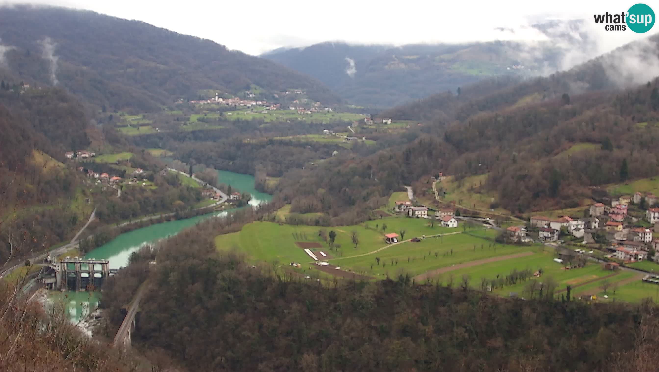 Live Webcam Kanal ob Soči – Blick auf den Fluss Soča, Ajba, Bodrež und Ročinj