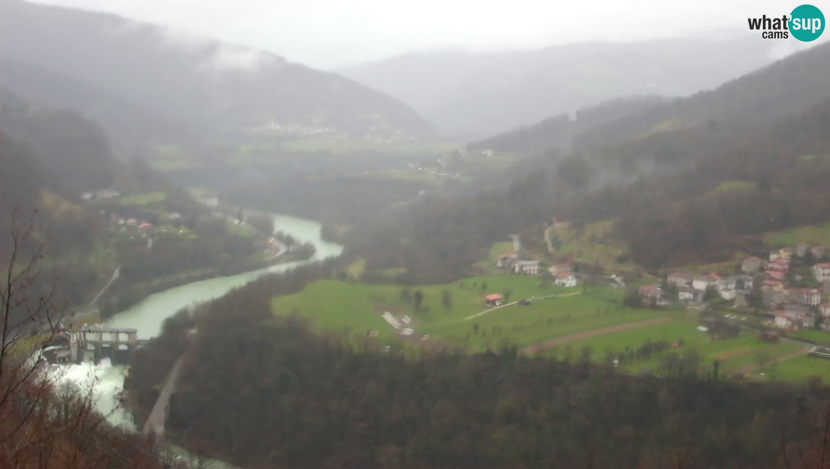 Live Webcam Kanal ob Soči – Vista sul fiume Isonzo, Ajba, Bodrež e Ročinj