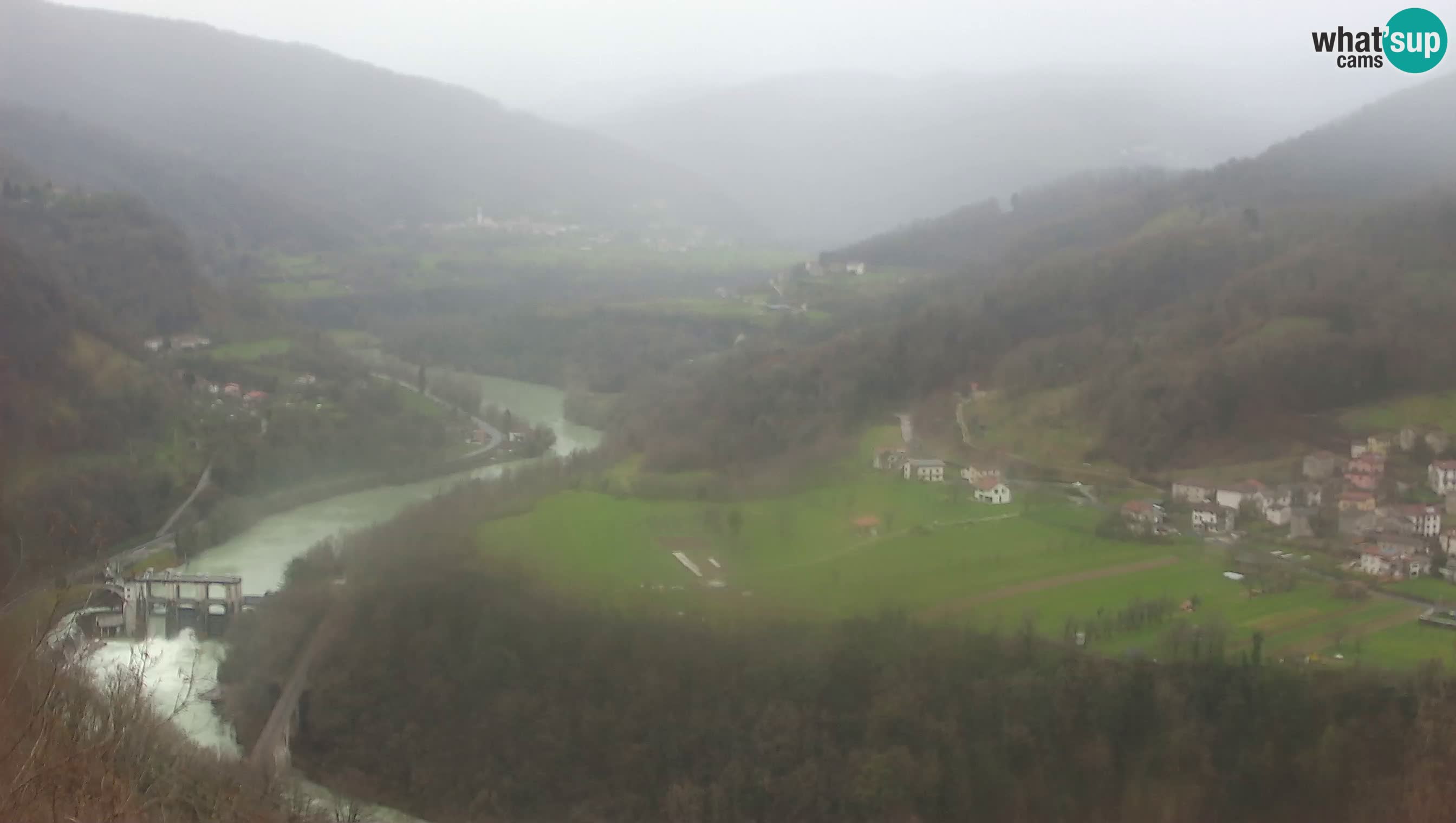 Live Webcam Kanal ob Soči – Blick auf den Fluss Soča, Ajba, Bodrež und Ročinj