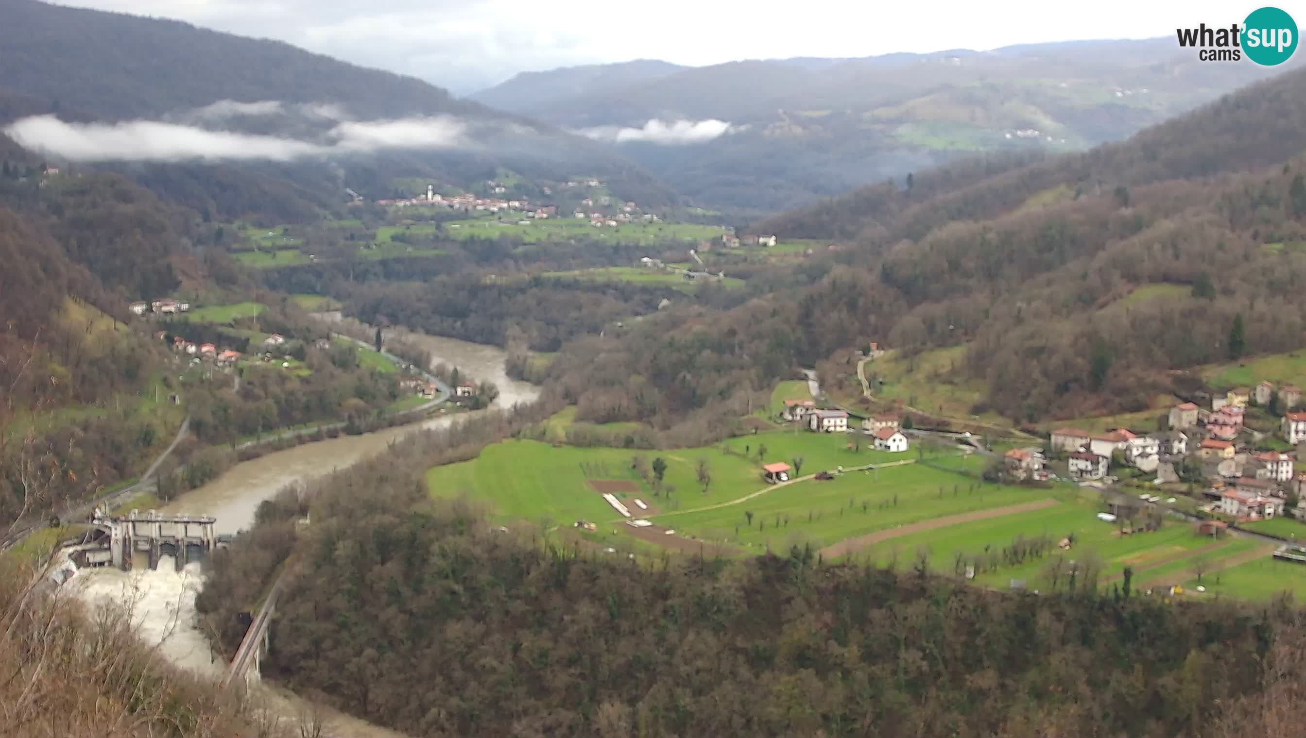 Live Webcam Kanal ob Soči – View to Soča river, Ajba, Bodrež and Ročinj