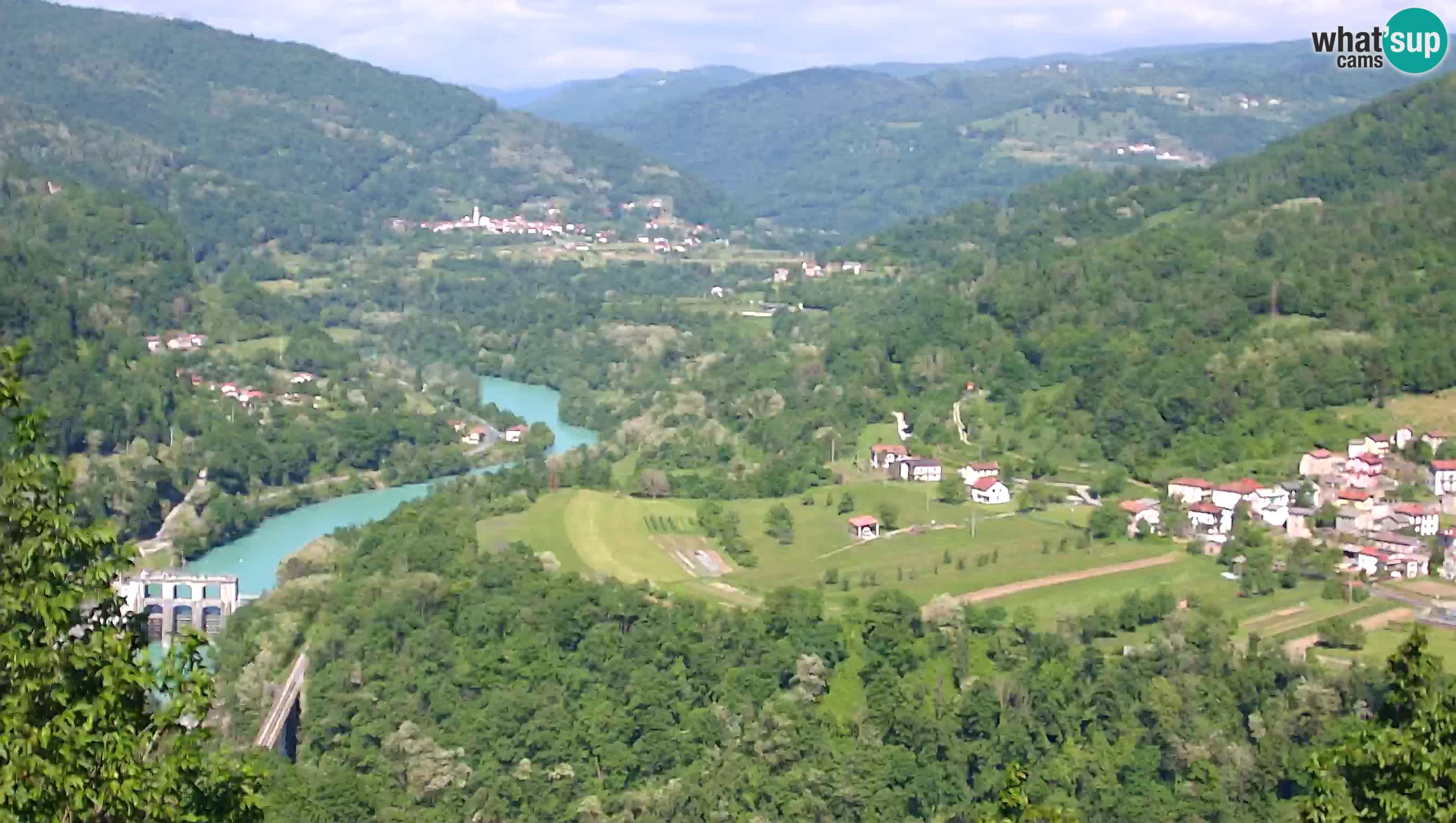 Live Webcam Kanal ob Soči – Vista sul fiume Isonzo, Ajba, Bodrež e Ročinj