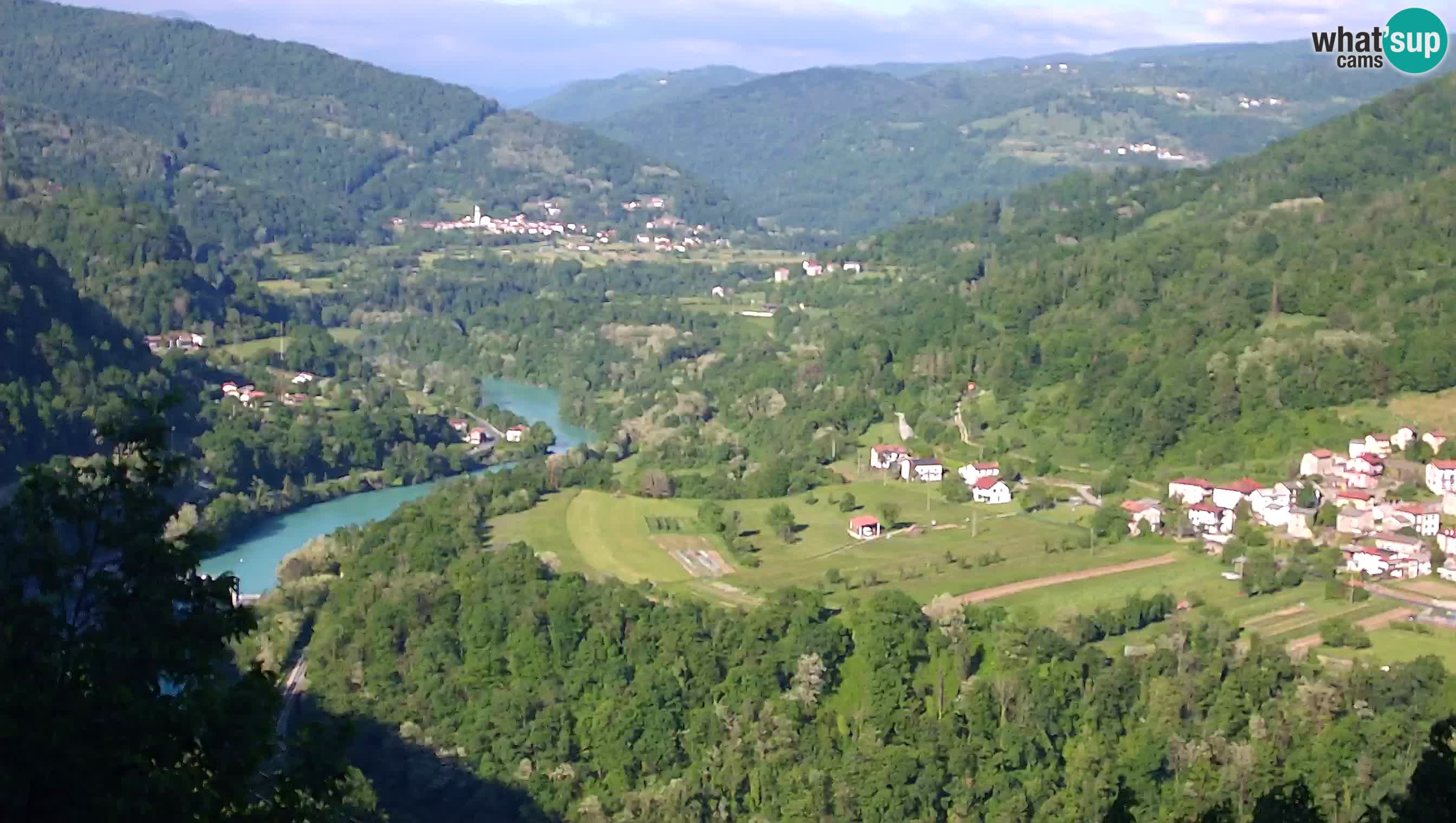 Live Webcam Kanal ob Soči – View to Soča river, Ajba, Bodrež and Ročinj