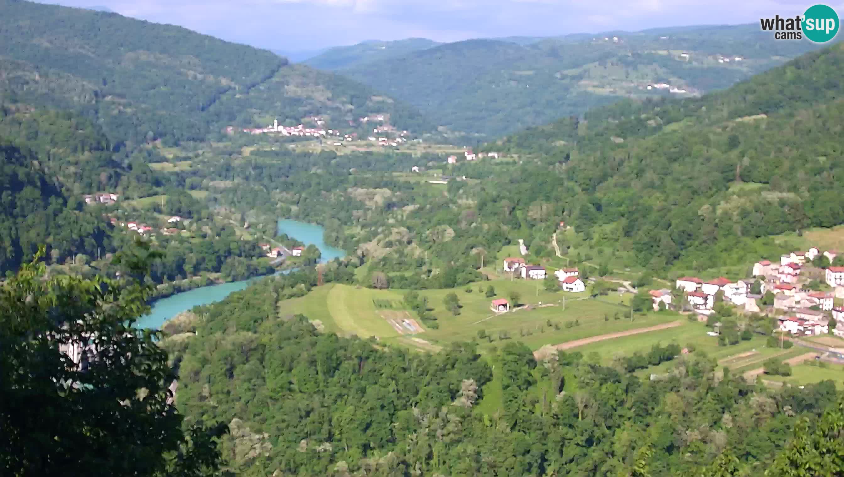 Live Webcam Kanal ob Soči – View to Soča river, Ajba, Bodrež and Ročinj