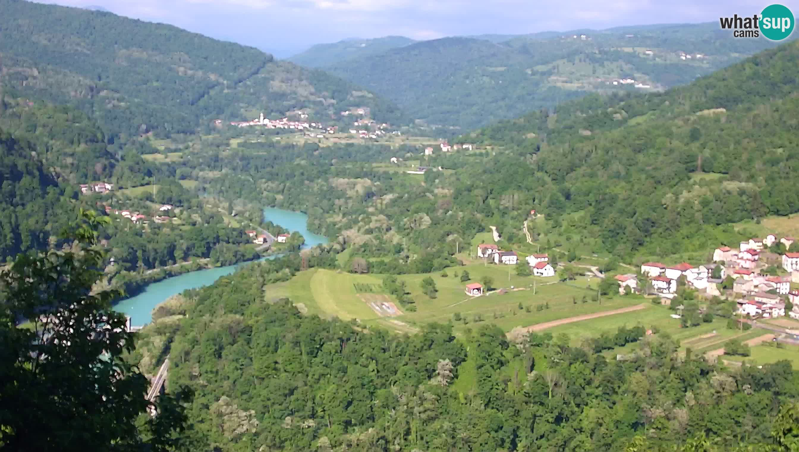 Live Webcam Kanal ob Soči – View to Soča river, Ajba, Bodrež and Ročinj