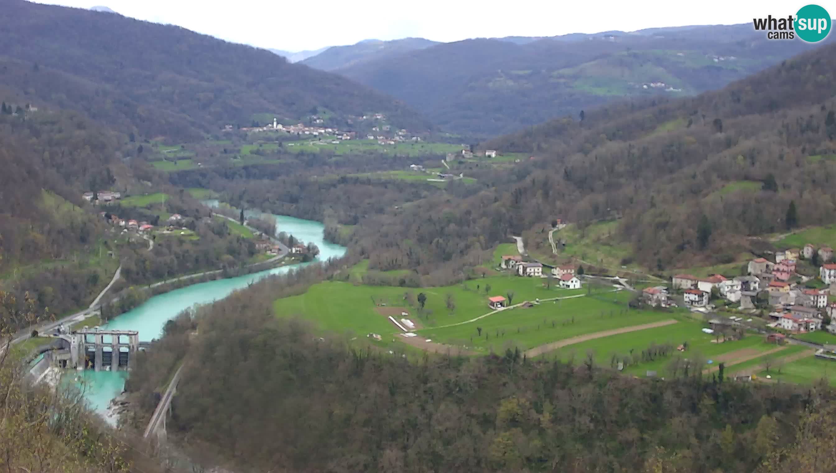 Live Webcam Kanal ob Soči – Vista sul fiume Isonzo, Ajba, Bodrež e Ročinj