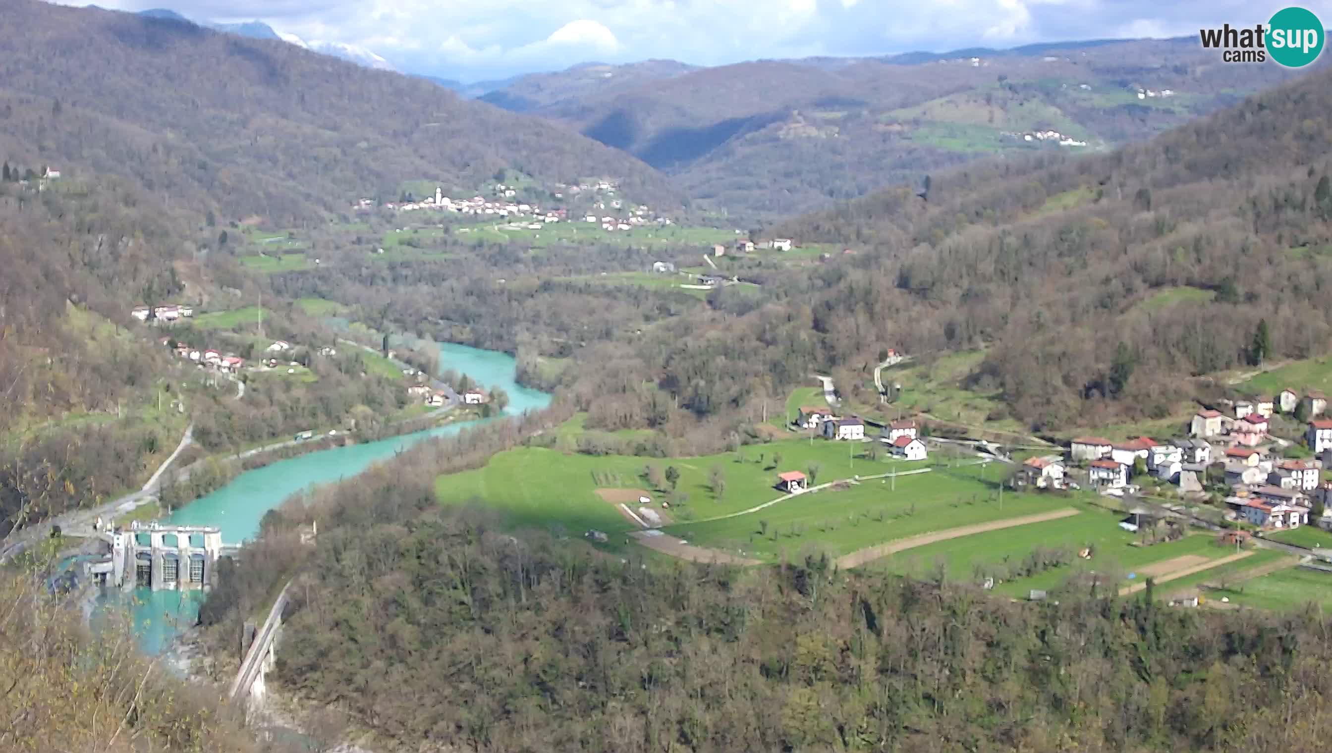 Live Webcam Kanal ob Soči – Vista sul fiume Isonzo, Ajba, Bodrež e Ročinj