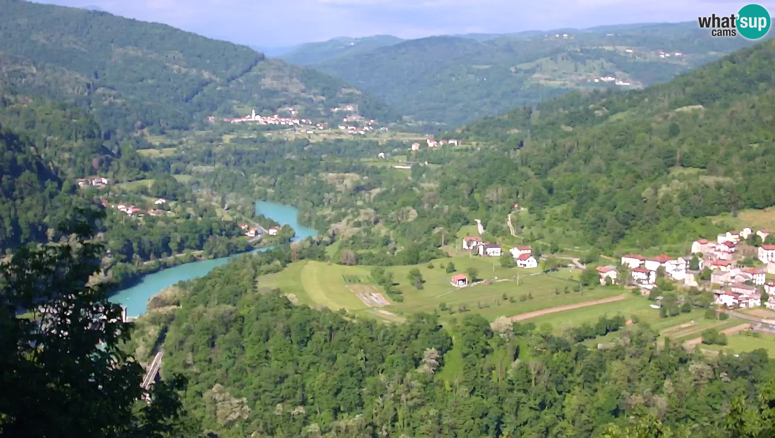 Live Webcam Kanal ob Soči – View to Soča river, Ajba, Bodrež and Ročinj