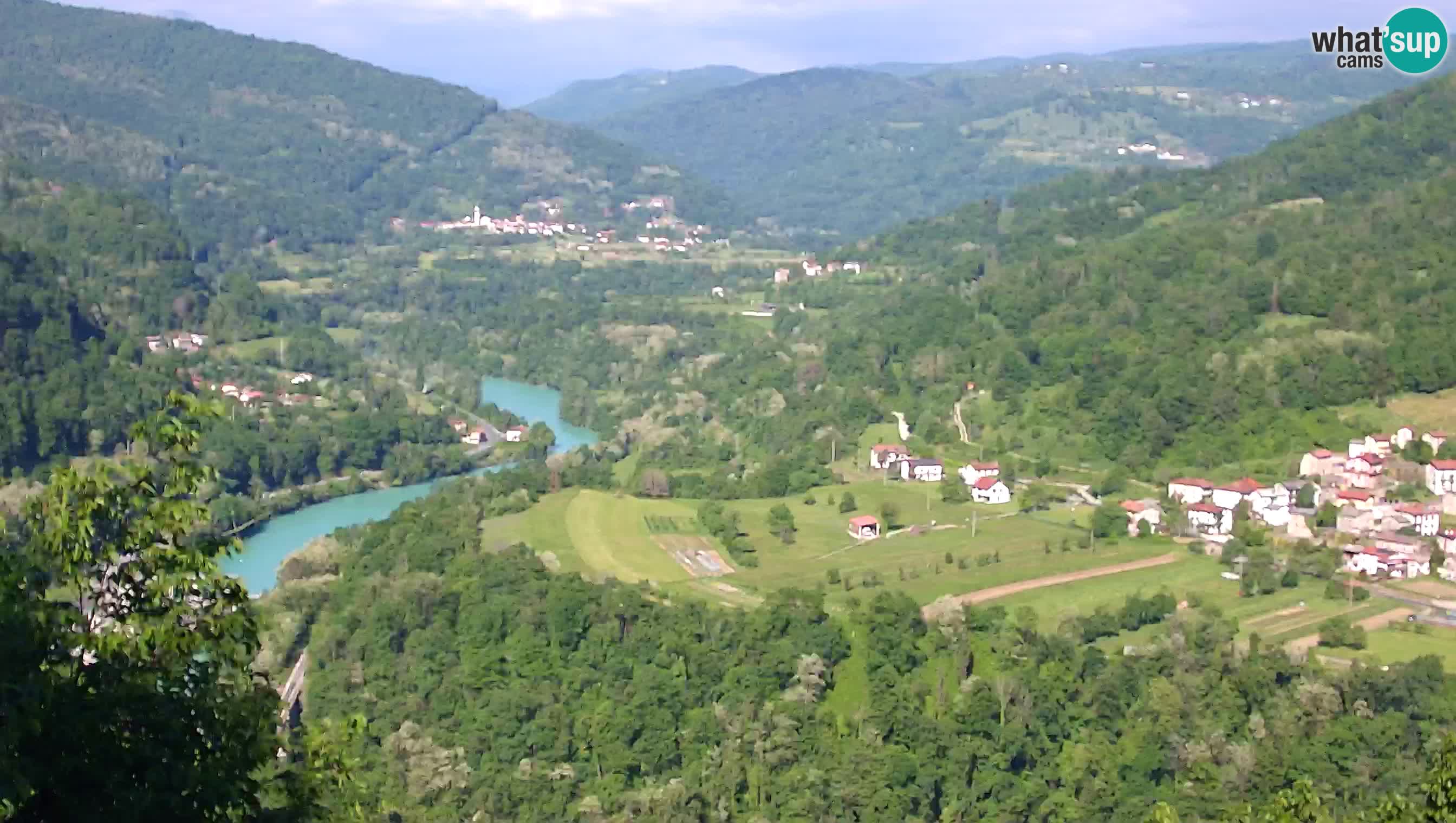 Live Webcam Kanal ob Soči – View to Soča river, Ajba, Bodrež and Ročinj