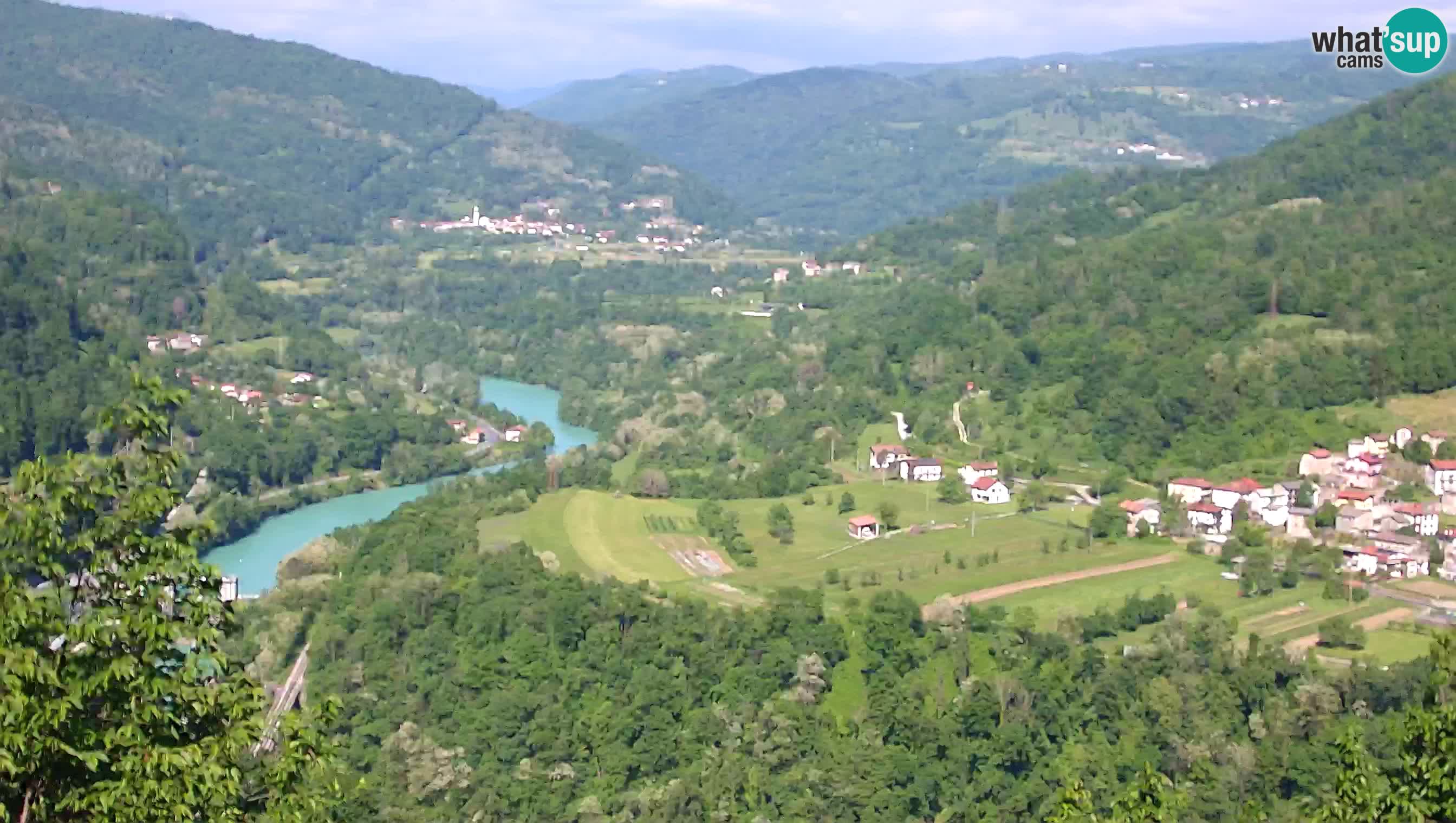 Live Webcam Kanal ob Soči – View to Soča river, Ajba, Bodrež and Ročinj