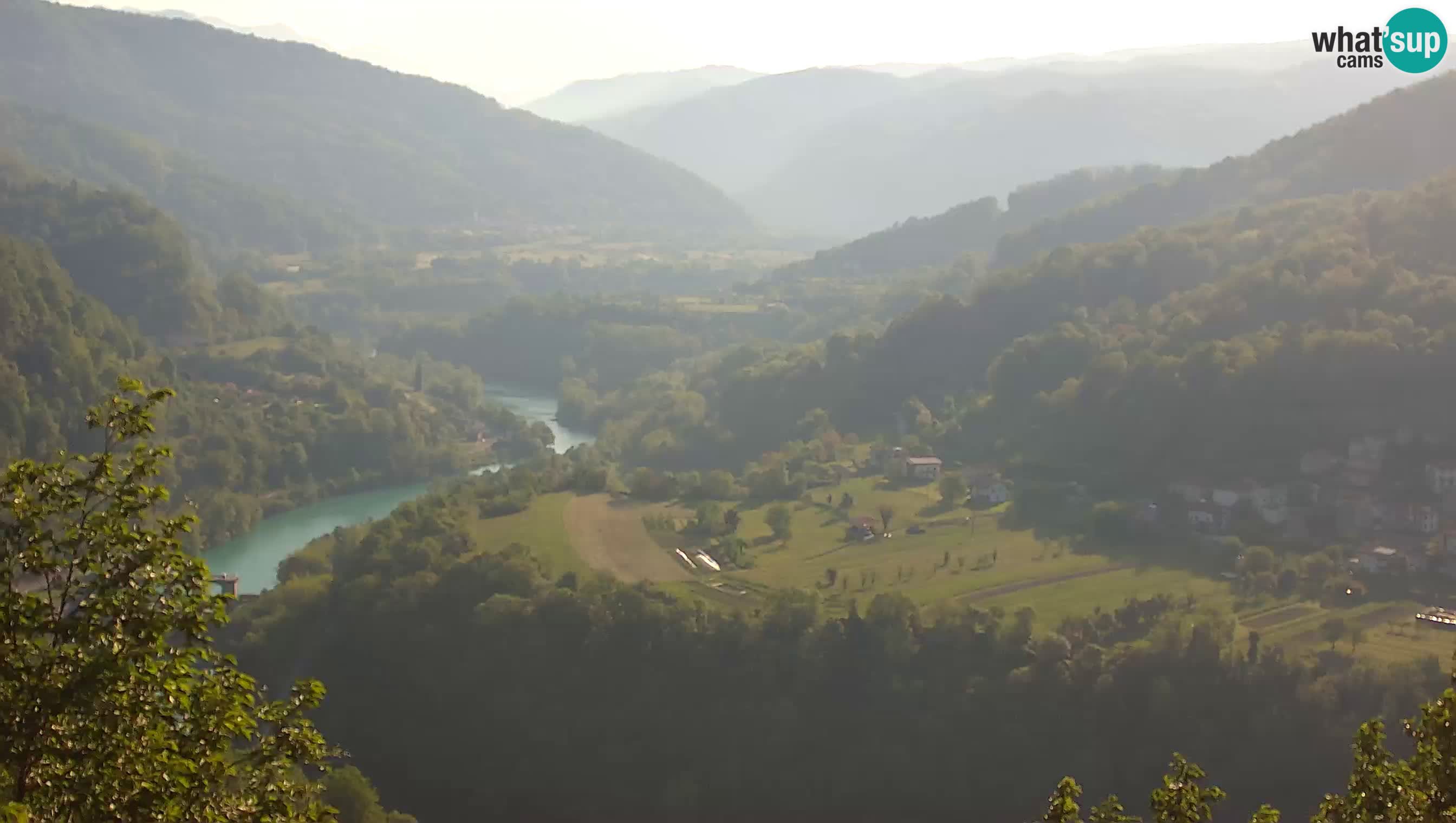 Live Webcam Kanal ob Soči – View to Soča river, Ajba, Bodrež and Ročinj