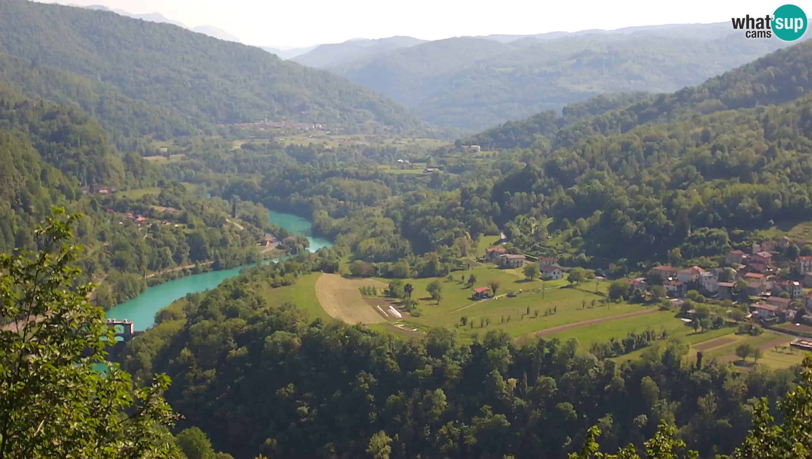 Spletna kamera Kanal ob Soči – pogled na Sočo, Ajbo, Bodrež in Ročinj