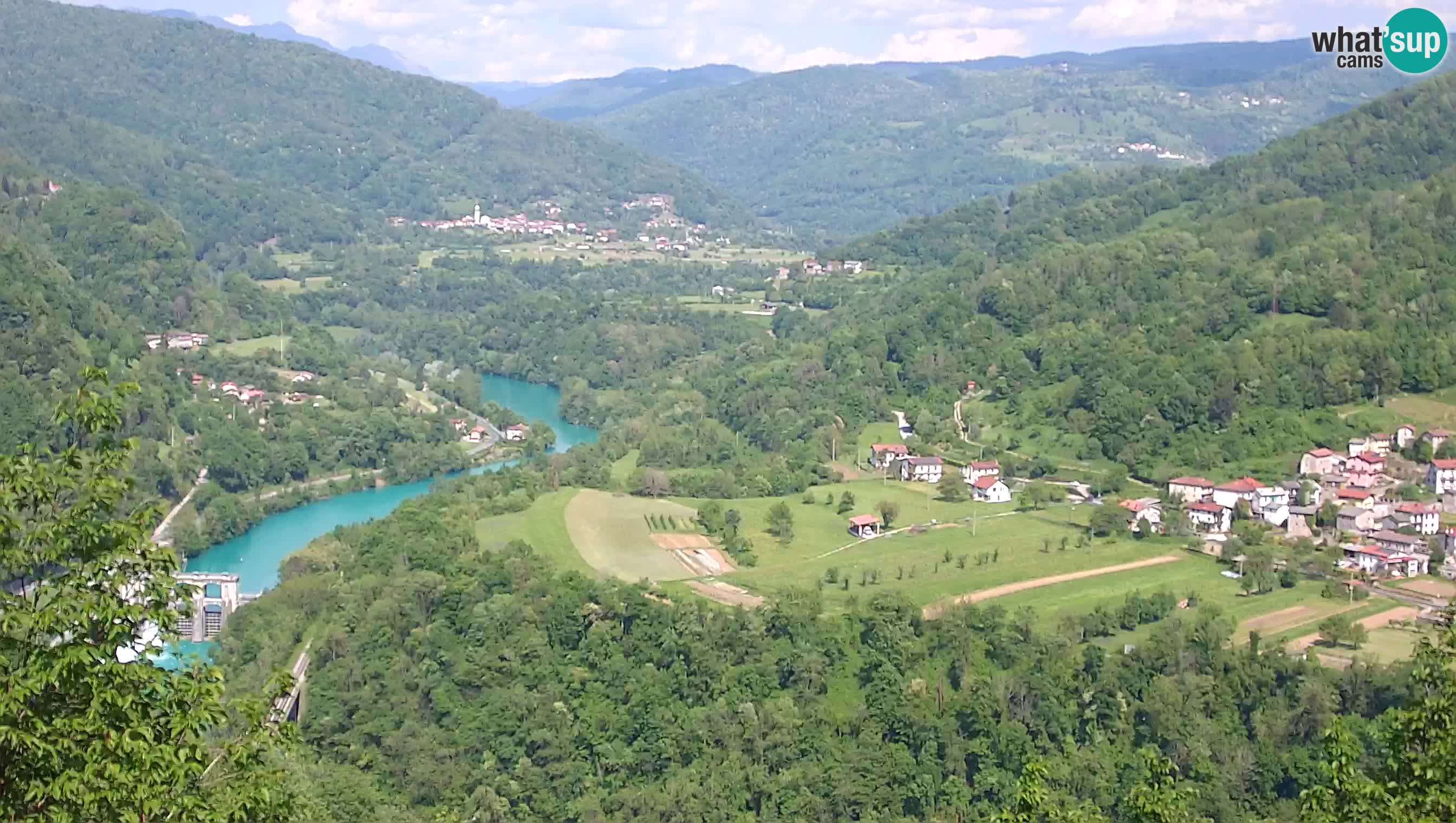 Live Webcam Kanal ob Soči – View to Soča river, Ajba, Bodrež and Ročinj