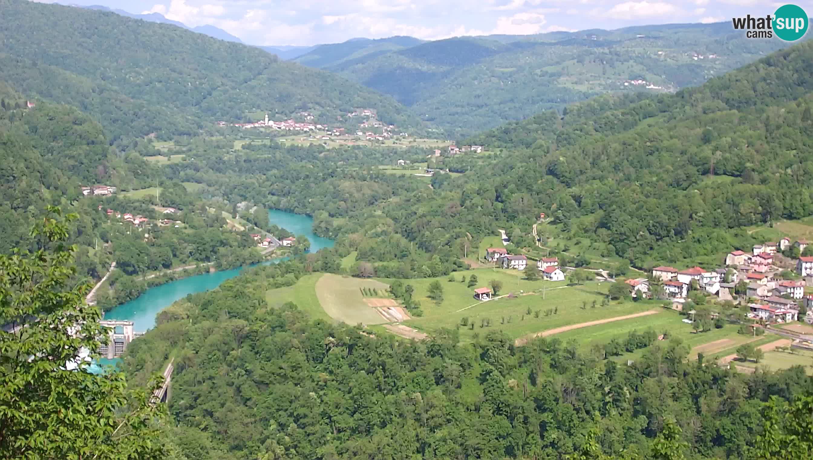 Live Webcam Kanal ob Soči – Vue sur la rivière Soča, Ajba, Bodrež et Ročinj