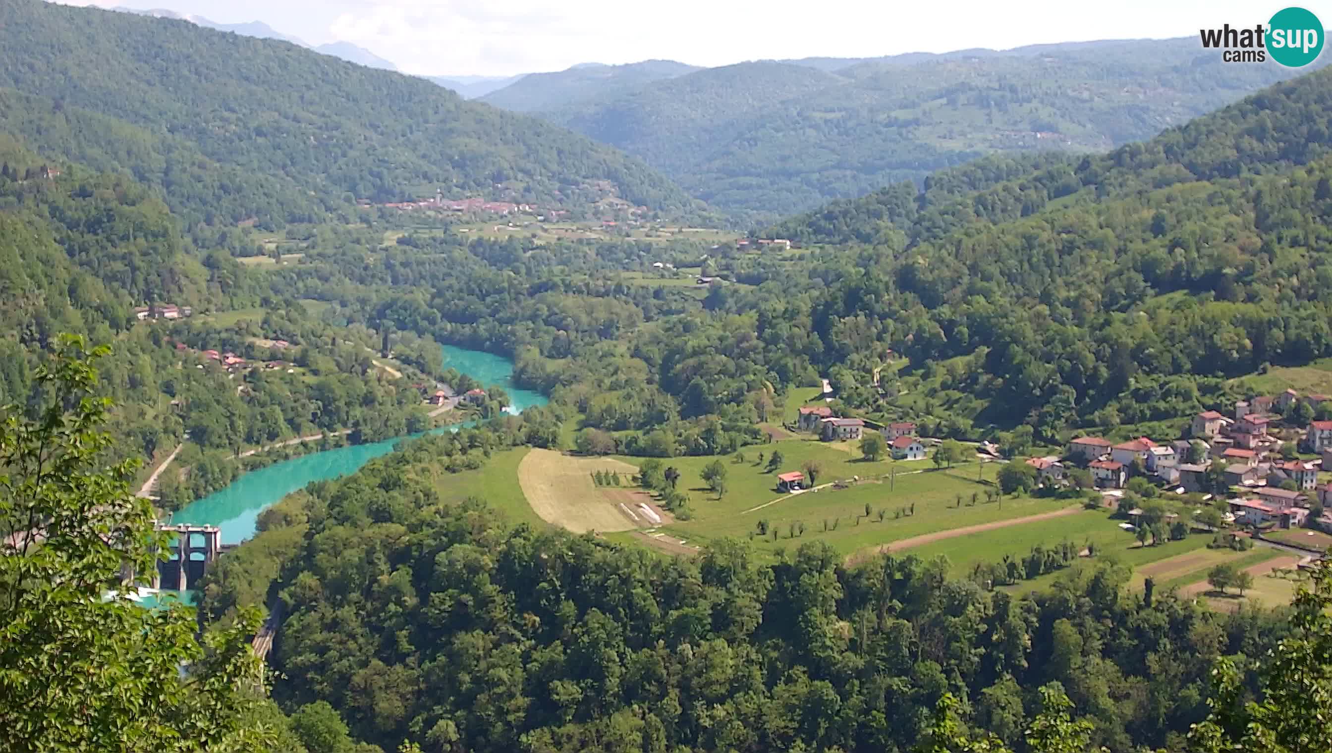 Live Webcam Kanal ob Soči – Vista sul fiume Isonzo, Ajba, Bodrež e Ročinj