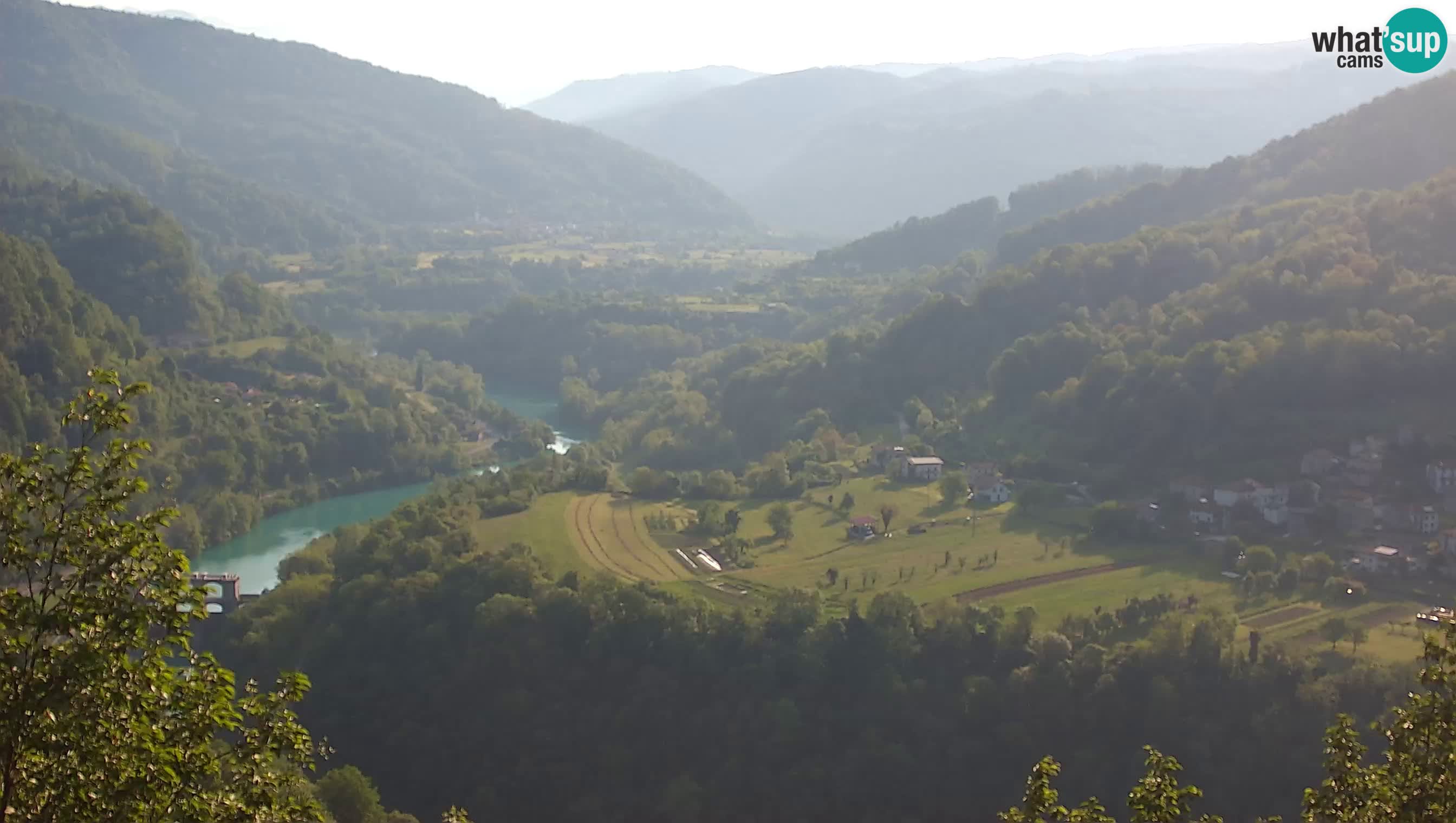 Live Webcam Kanal ob Soči – View to Soča river, Ajba, Bodrež and Ročinj