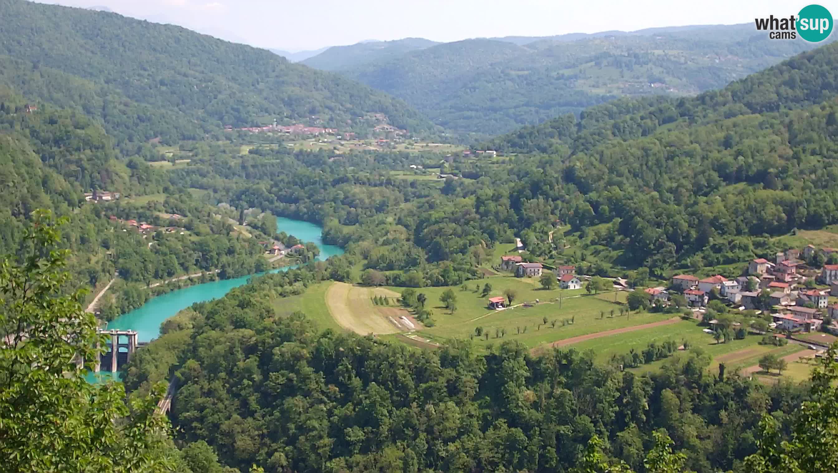 Live Webcam Kanal ob Soči – Vista sul fiume Isonzo, Ajba, Bodrež e Ročinj