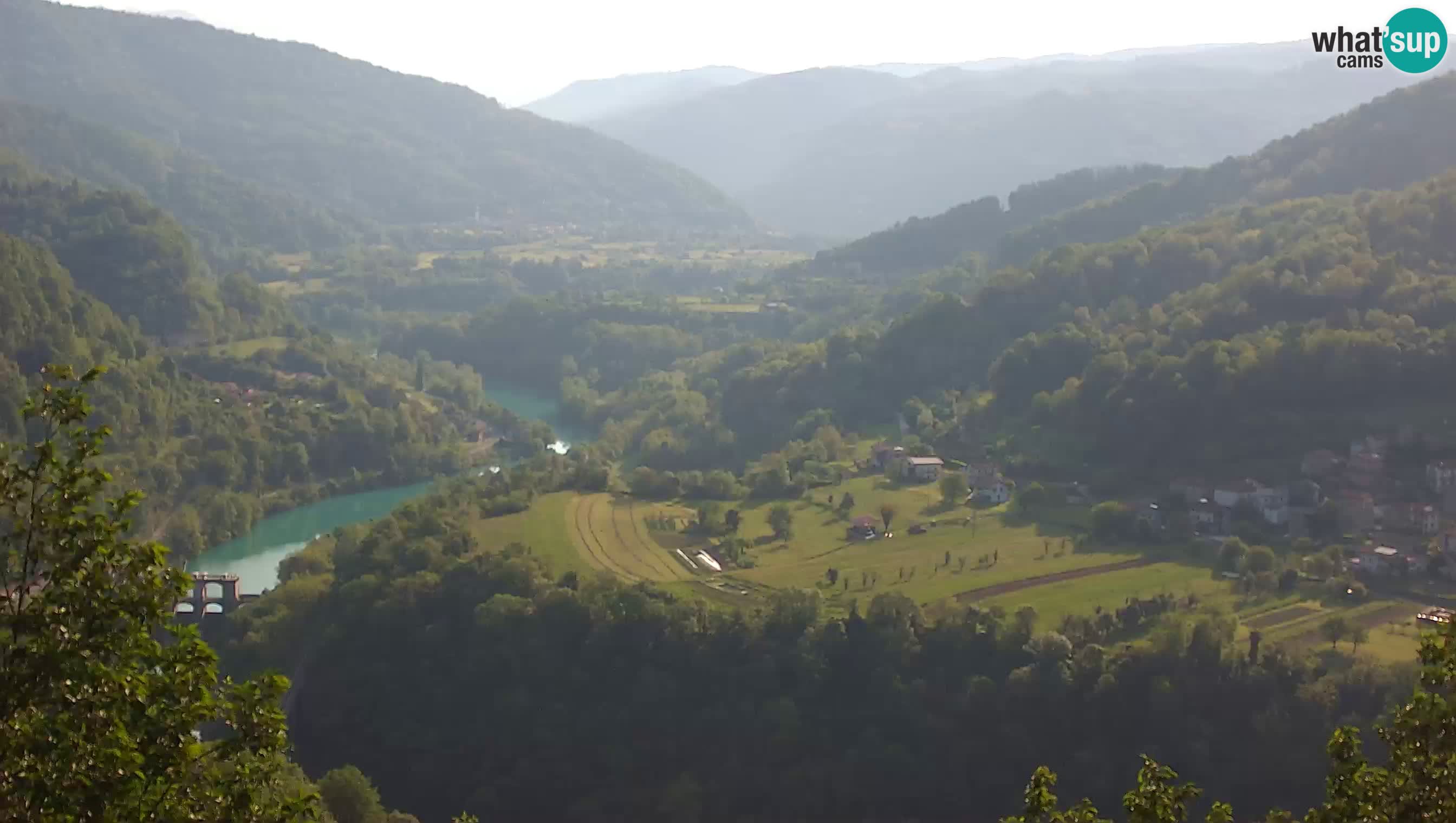Live Webcam Kanal ob Soči – Vue sur la rivière Soča, Ajba, Bodrež et Ročinj