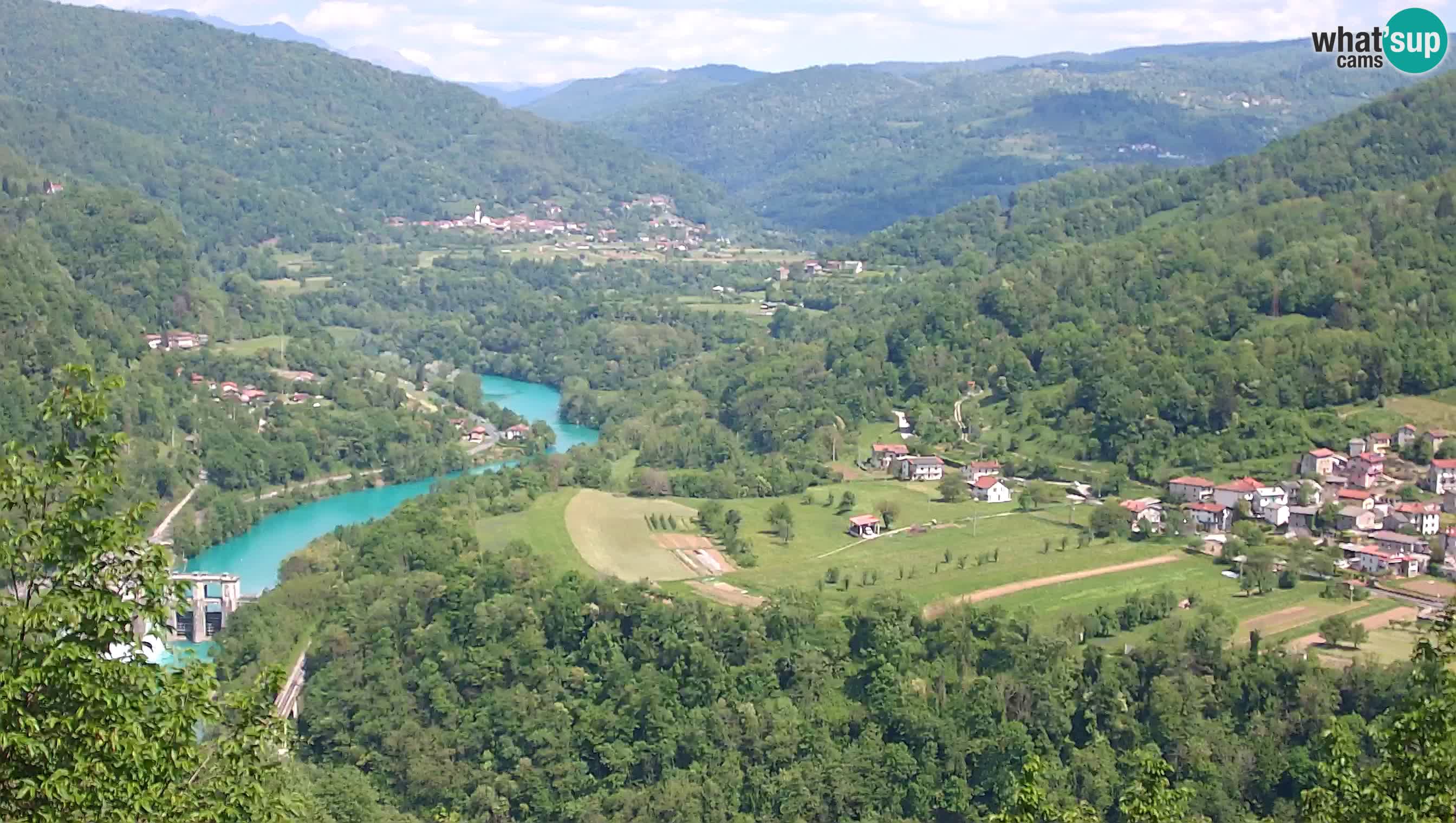 Live Webcam Kanal ob Soči – Blick auf den Fluss Soča, Ajba, Bodrež und Ročinj