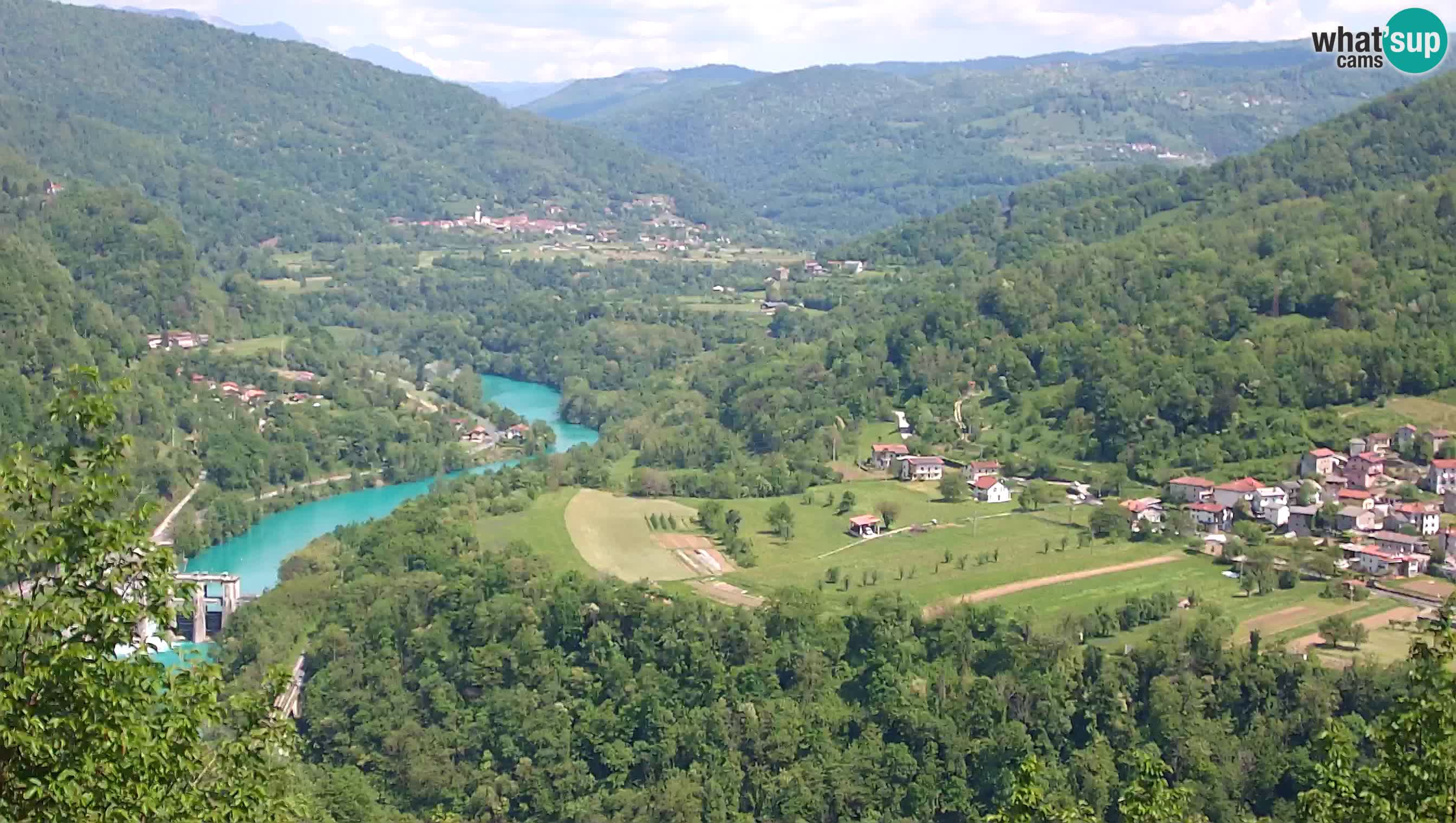 Live Webcam Kanal ob Soči – Vista sul fiume Isonzo, Ajba, Bodrež e Ročinj