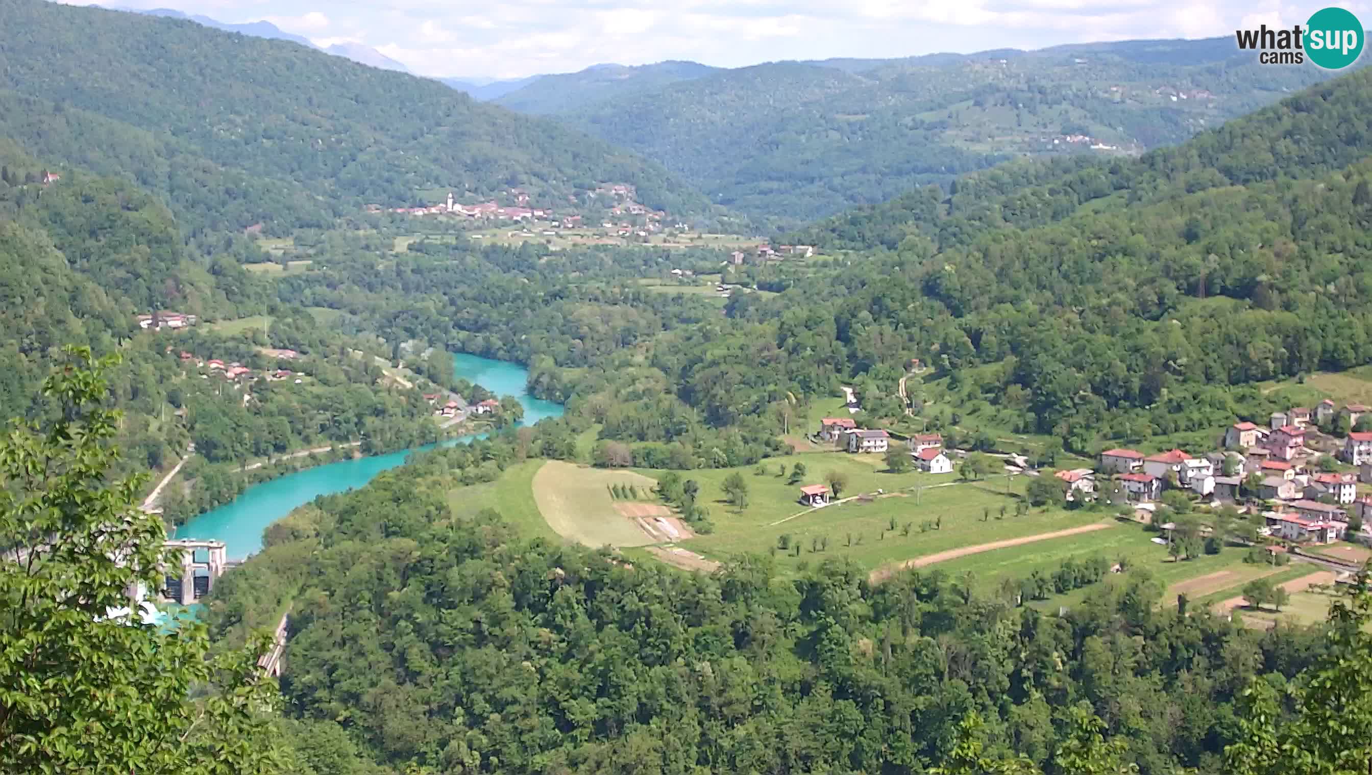 Live Webcam Kanal ob Soči – Vista sul fiume Isonzo, Ajba, Bodrež e Ročinj