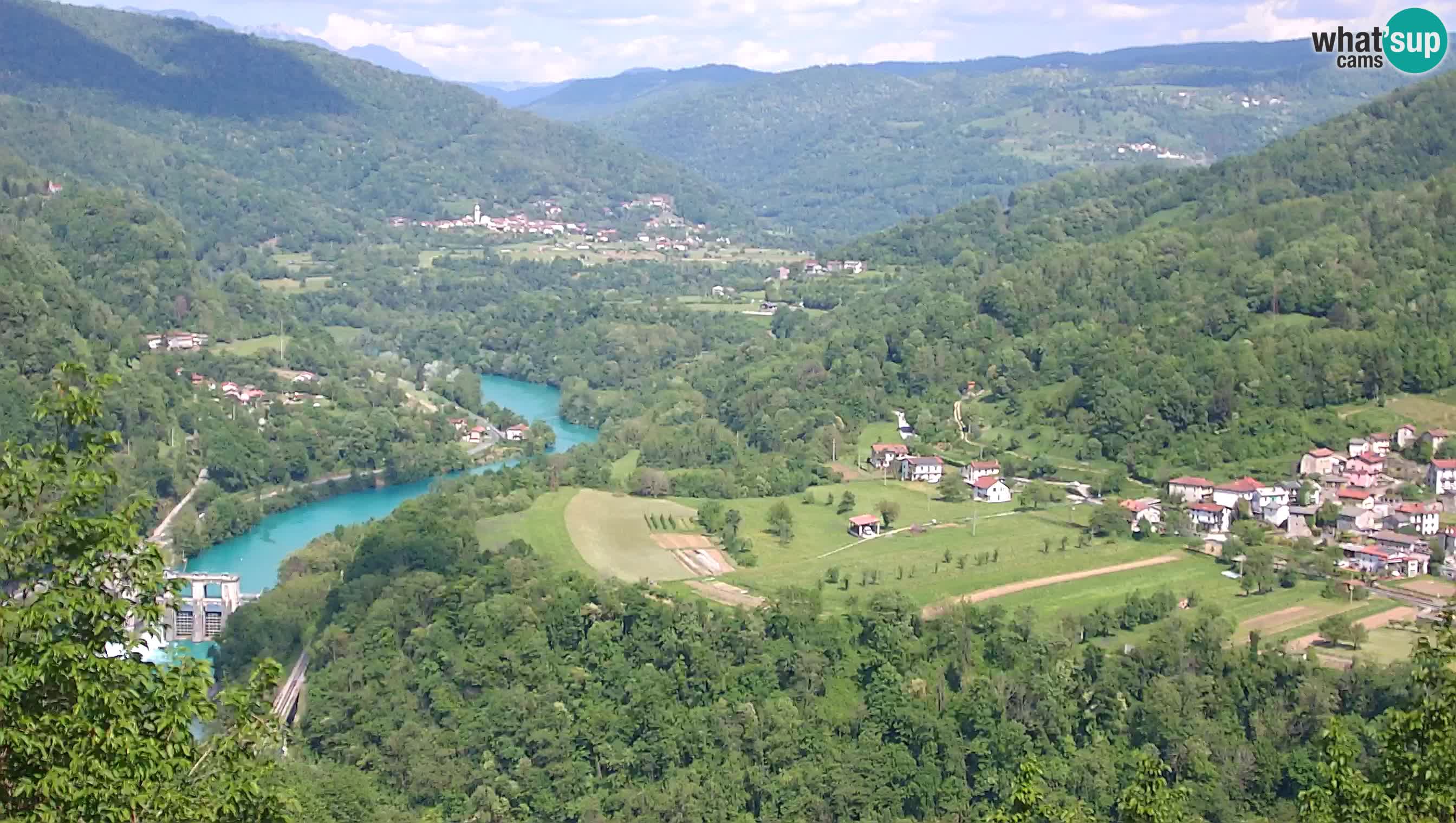 Live Webcam Kanal ob Soči – Vue sur la rivière Soča, Ajba, Bodrež et Ročinj