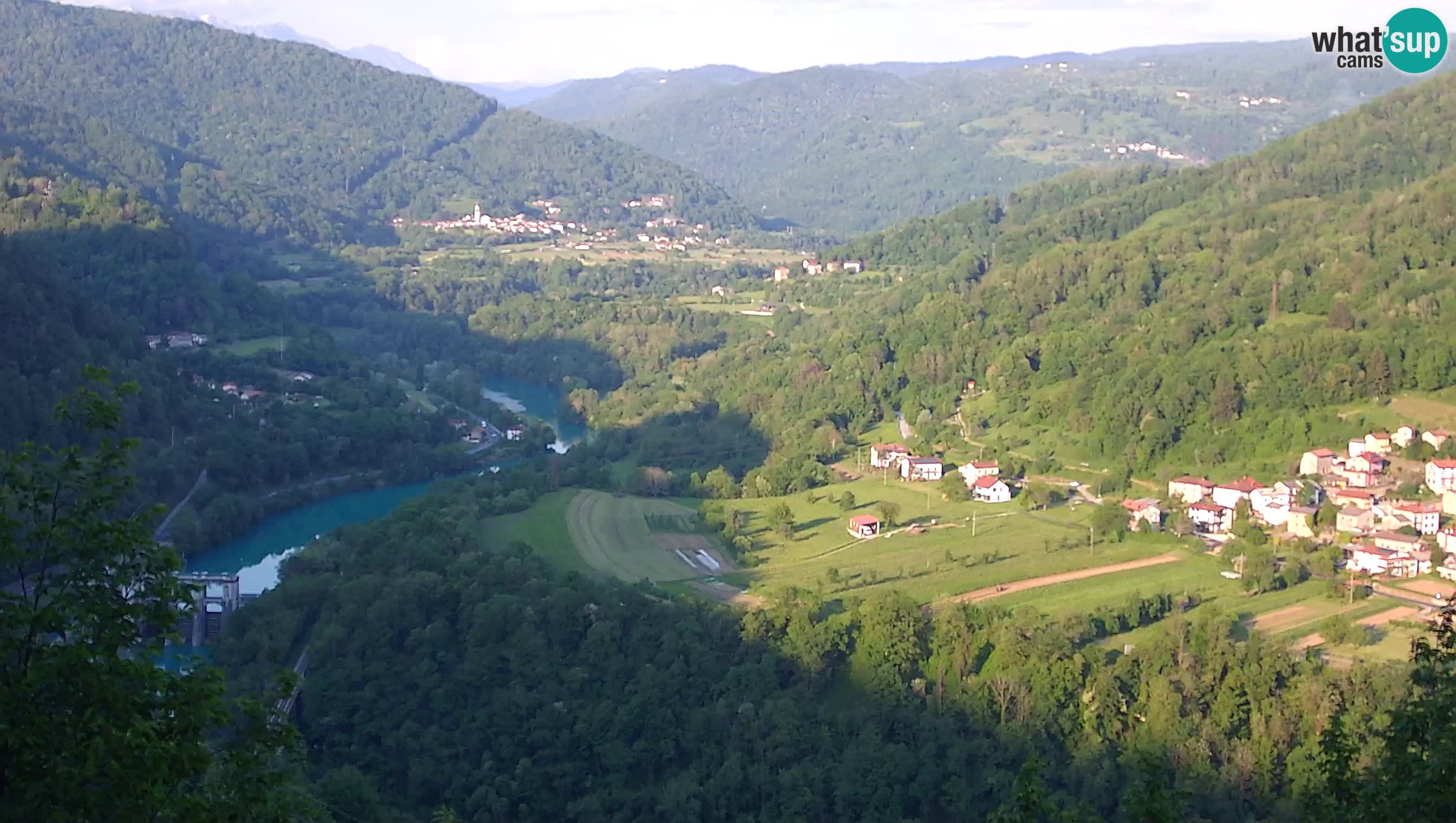 Live Webcam Kanal ob Soči – Blick auf den Fluss Soča, Ajba, Bodrež und Ročinj