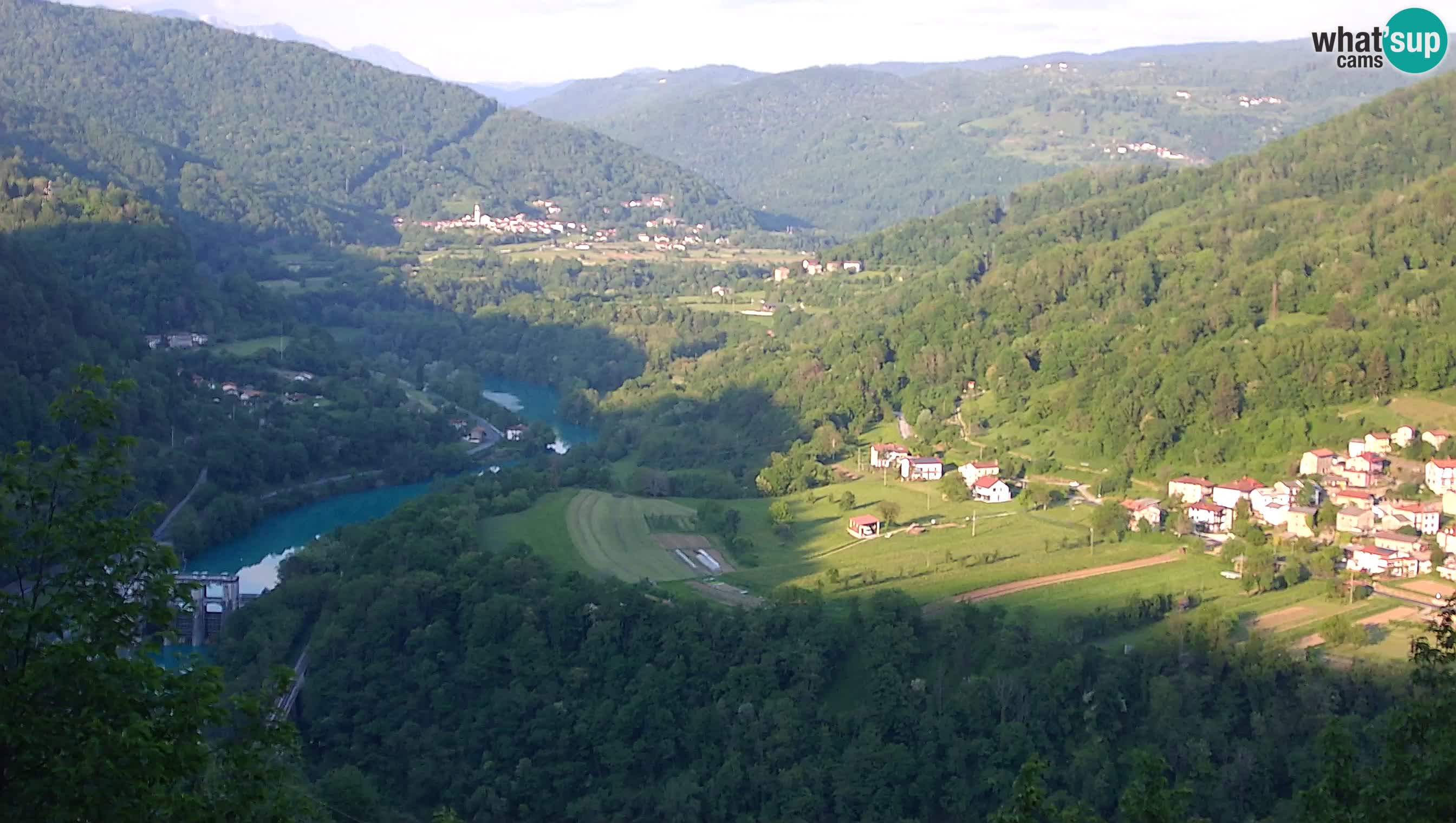 Live Webcam Kanal ob Soči – Blick auf den Fluss Soča, Ajba, Bodrež und Ročinj