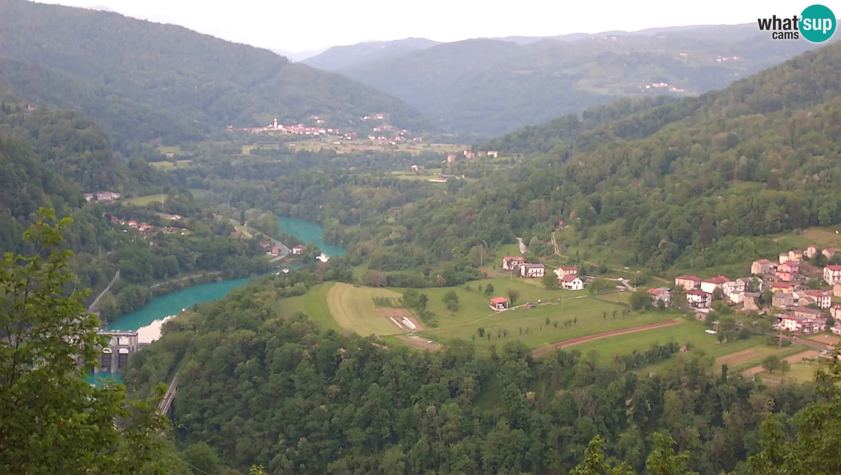 Live Webcam Kanal ob Soči – View to Soča river, Ajba, Bodrež and Ročinj